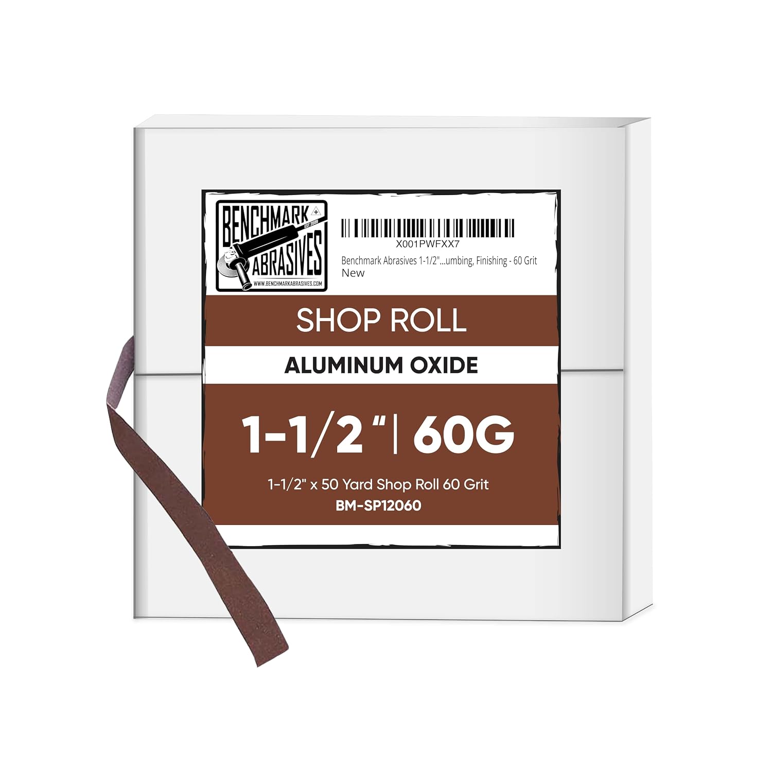 Benchmark Abrasives 1-1/2" x 150’ Shop Roll Emery Cloth Sandpaper Roll, Aluminum Oxide Sand Paper for Wood Furniture, Metal Polishing, Sanding, Automotive, Plumbing, Finishing - 120 Grit