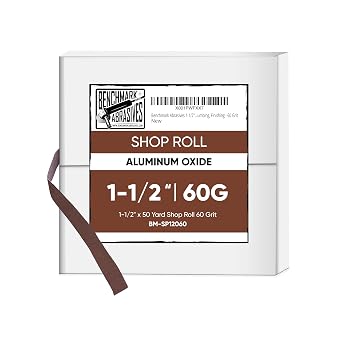 Benchmark Abrasives 1-1/2" x 150 Shop Roll Emery Cloth Sandpaper Roll, Aluminum Oxide Sand Paper for Wood Furniture, Metal Polishing, Sanding, Automotive, Plumbing, Finishing - 60 Grit