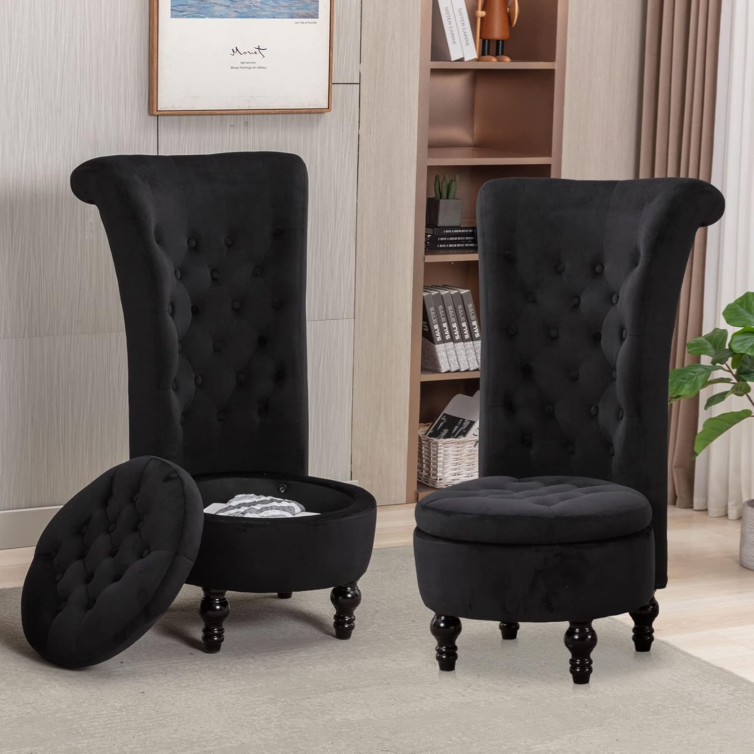 Amazon.com: High Back Accent Chair Throne Chair Velvet Chair with ...