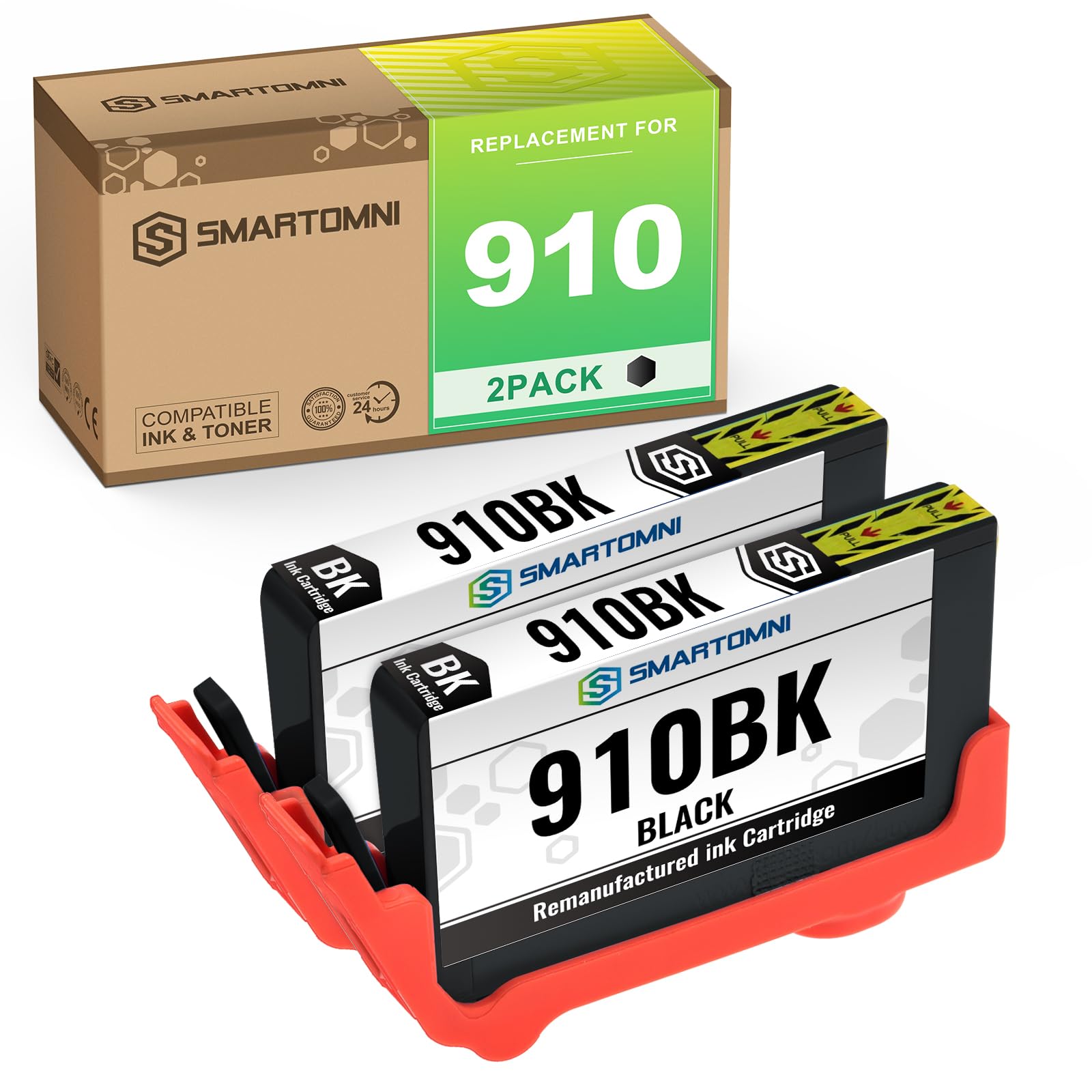 910XL Remanufactured 910XL 910 XL Ink Cartridge Replacement for HP 910XL 910 Ink Cartridge for use in HP OfficeJet Pro 8015 8018 8020 8022 8024 8025 8028 8031 8033 8034 8035 Black 2 Pack
