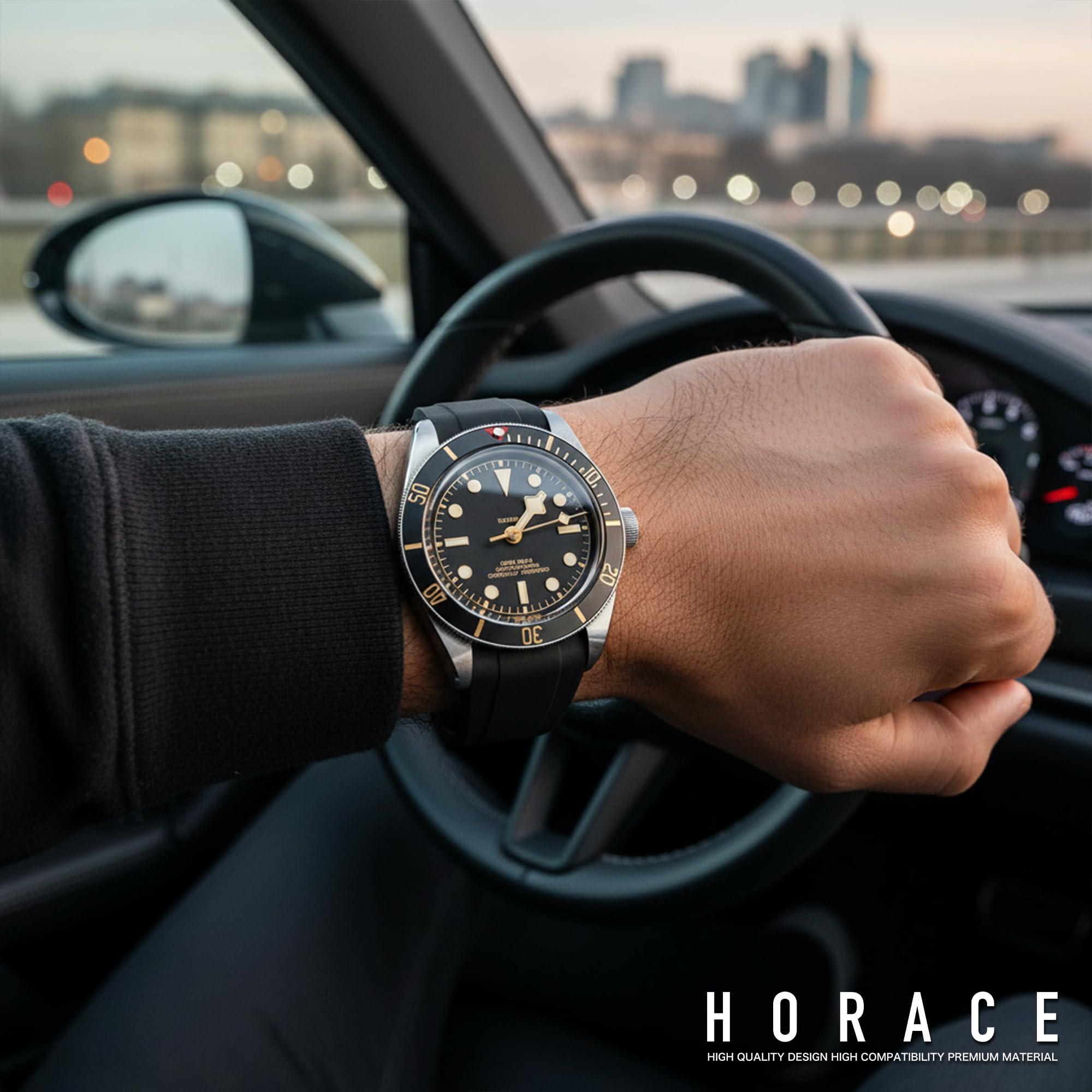 HORACE Correa de Reloj 20 mm de Goma FKM Premium – Suave, Impermeable y Duradera – Compatible con Tudor Black Bay 58 & GMT 39mm