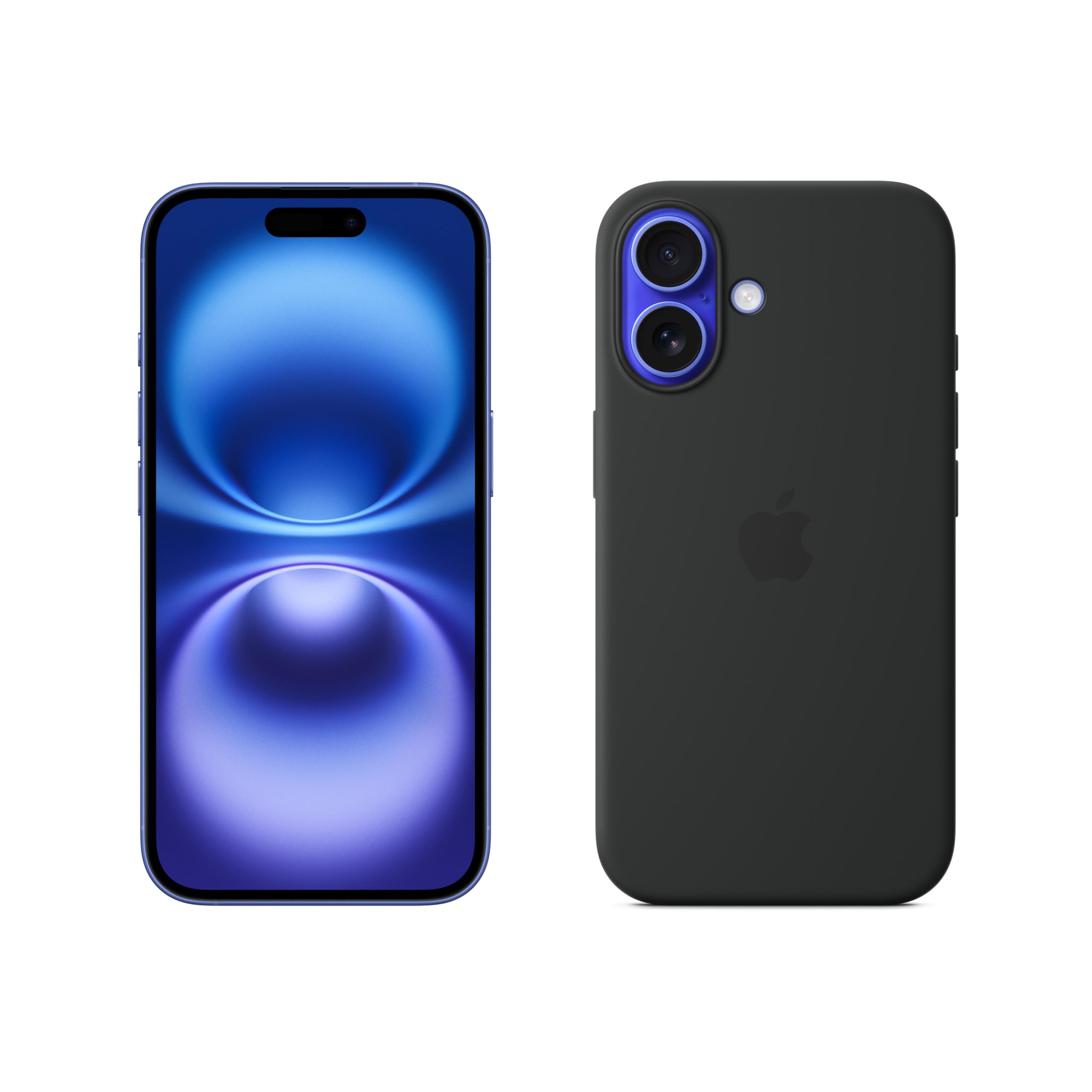 Apple iPhone 16 256GB: 5G Mobile phone with Apple Intelligence - Ultramarine + Silicone Case with MagSafe - Black