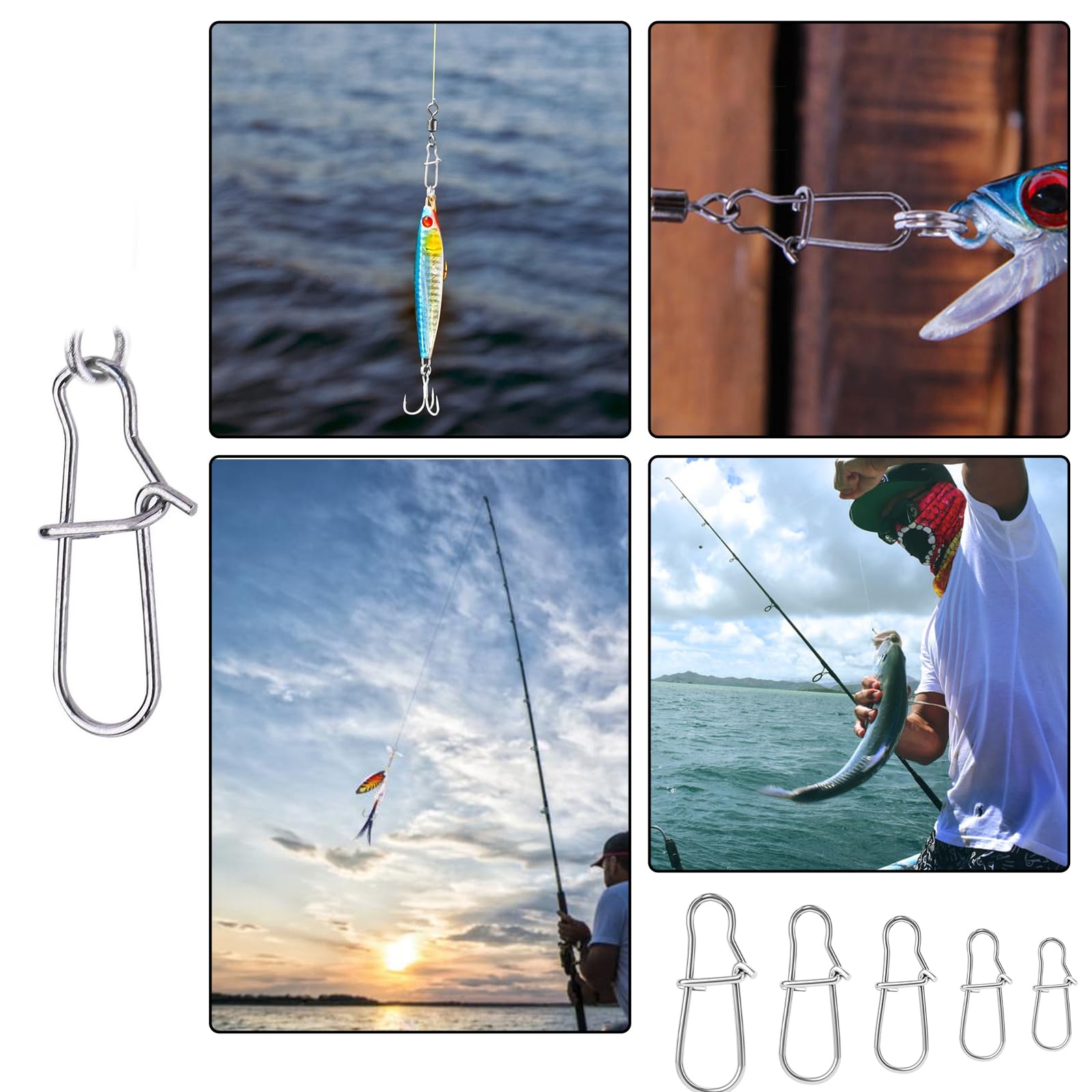 Atibin 25 Pezzi Girelle Con Moschettone In Acciaio Inox Per Pesca – Cuscinetti A Sfera 70LB Per Acqua Dolce E Salata