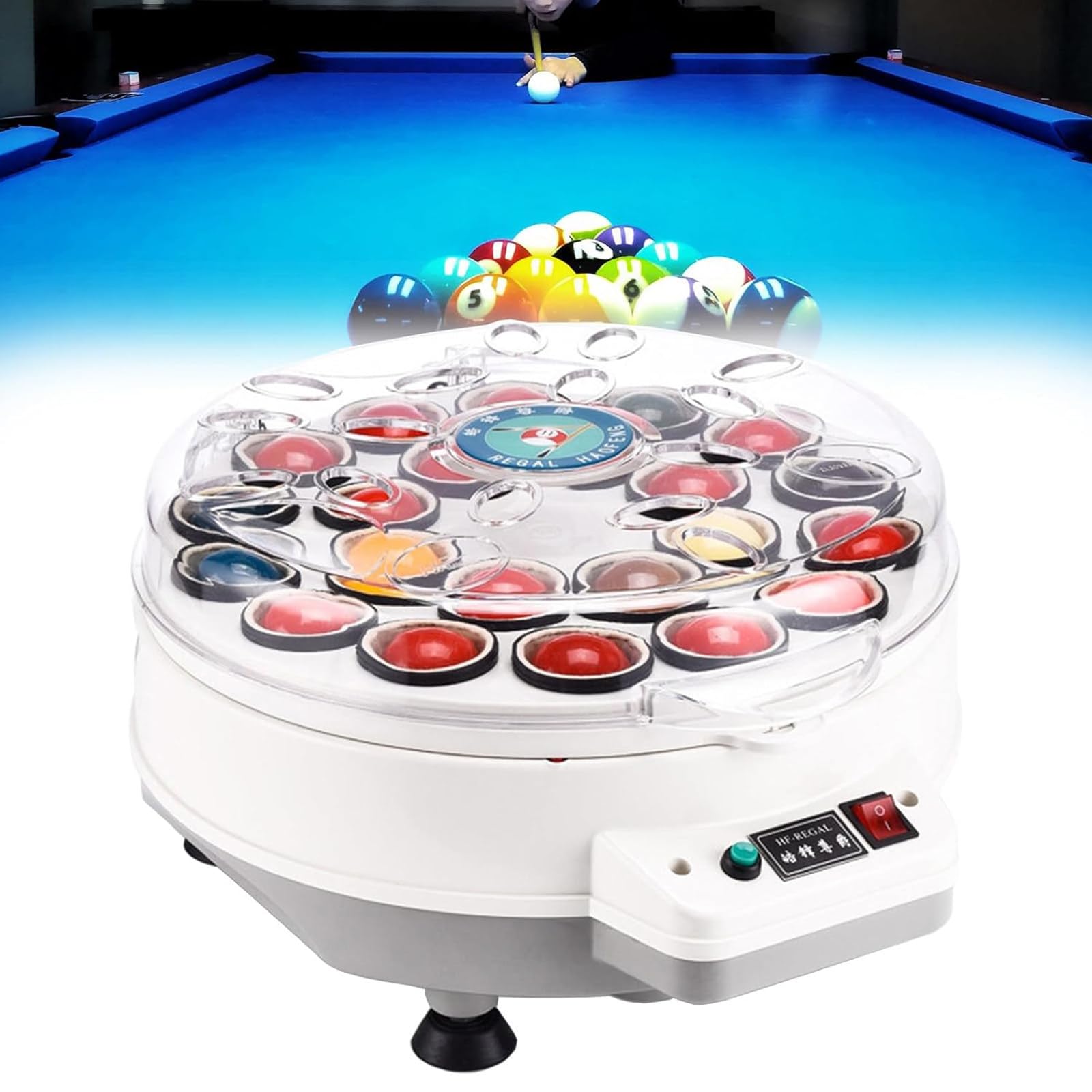 LHUITUI Billiard Ball Cleaner Polishing Machine, Electric Pool Ball Cleaning Machine, Billiard Ball Electric Polishing Machine, Quiet Operation, Wool Loops, Billiards Ball Set Snooker 22balls