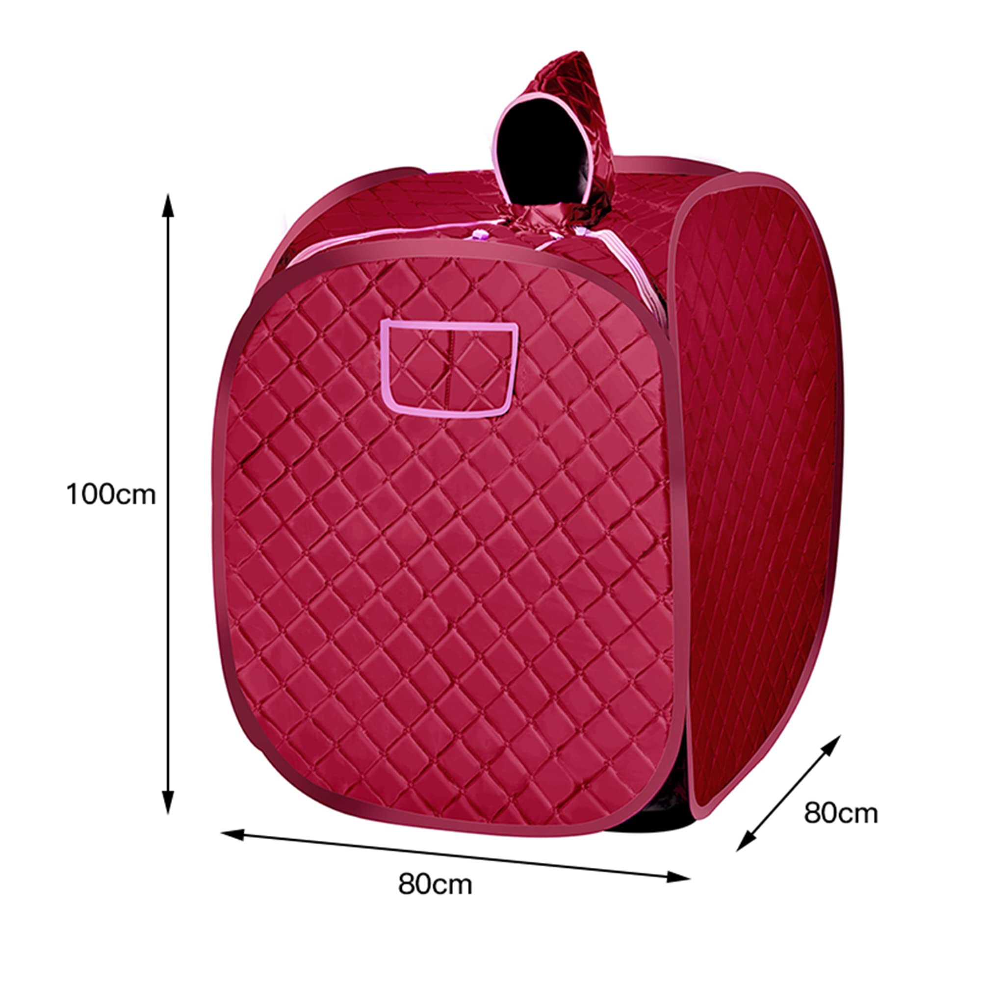 MINGYI Dampfsauna, tragbar und faltbar, 1000 W, mit Dampfkabine, Dampfgenerator 2,5 l, zusammenklappbarer Hocker und Fernbedienung, 80 x 80 x 100 cm (rot)