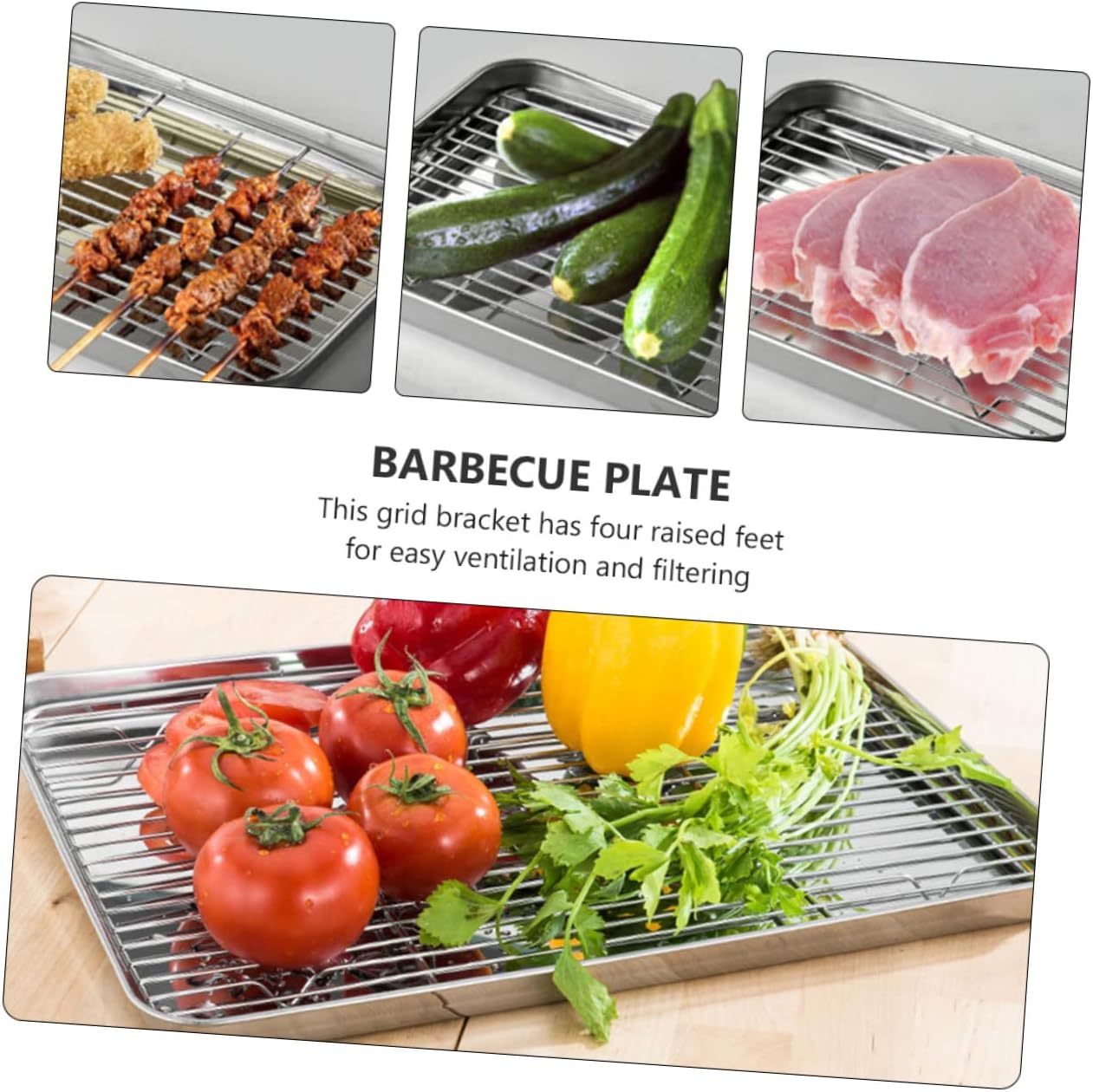 2sets Stainless Steel Baking Tray Set Rack for Frying and Grilling Storage Trays Cooking Accessories for Home Baking and Bbq