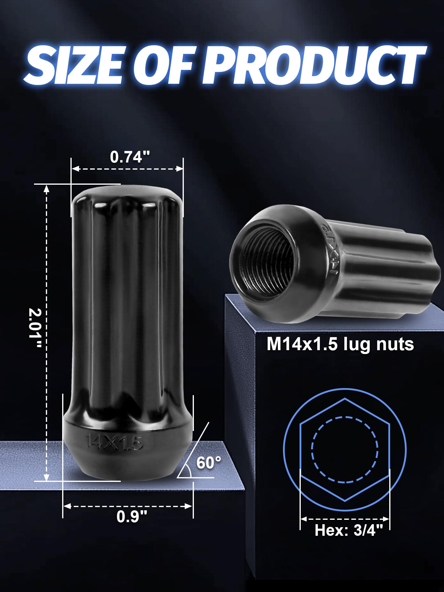 M14x1.5 Spline Lug Nuts - 24 Pack -2 M14x1.5 Spline Lug Nuts - 24 Pack -2