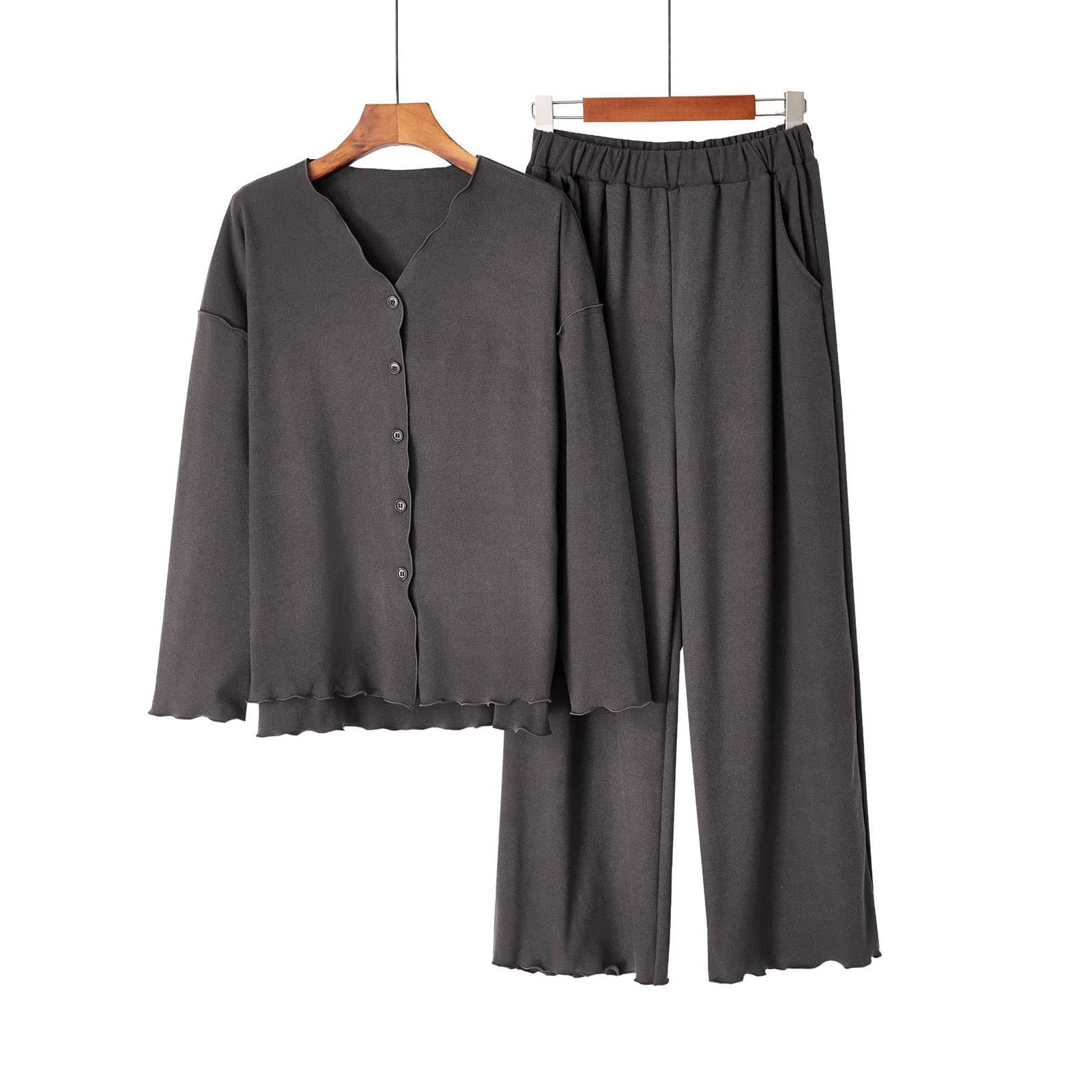 Zestaw piżam damskich Miękka bielizna nocna Pjs Jesienna i zimowa piżama damska Luźna domowa piżama na co dzień Ciepły zestaw PJ Set Loungewear Bielizna nocna (Color : B, Size : M-size)