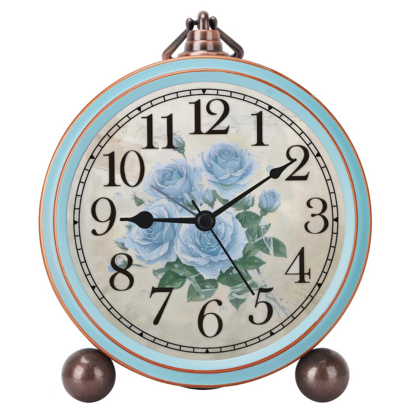 Maxspace Vintage Alarm Clock Silent Non Ticking Desk Clock Battery Operated Small Table Clock Decorative Round Analog Clock