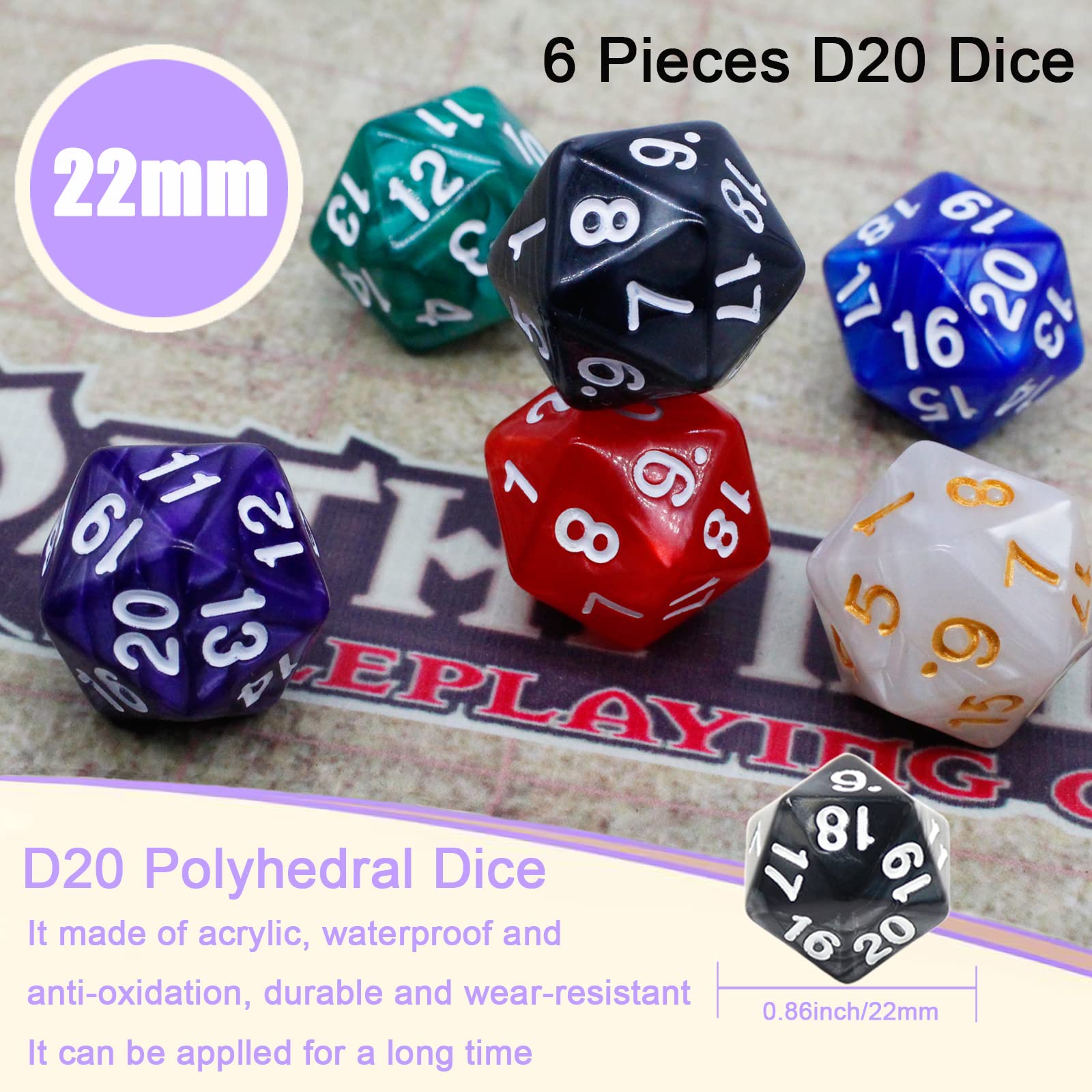 Dzxin Set De 10 Dados D20 De 20 Mm - Dados Acrílicos Rojos Y Negros Para Juegos De Rol Como DND Y Pathfinder