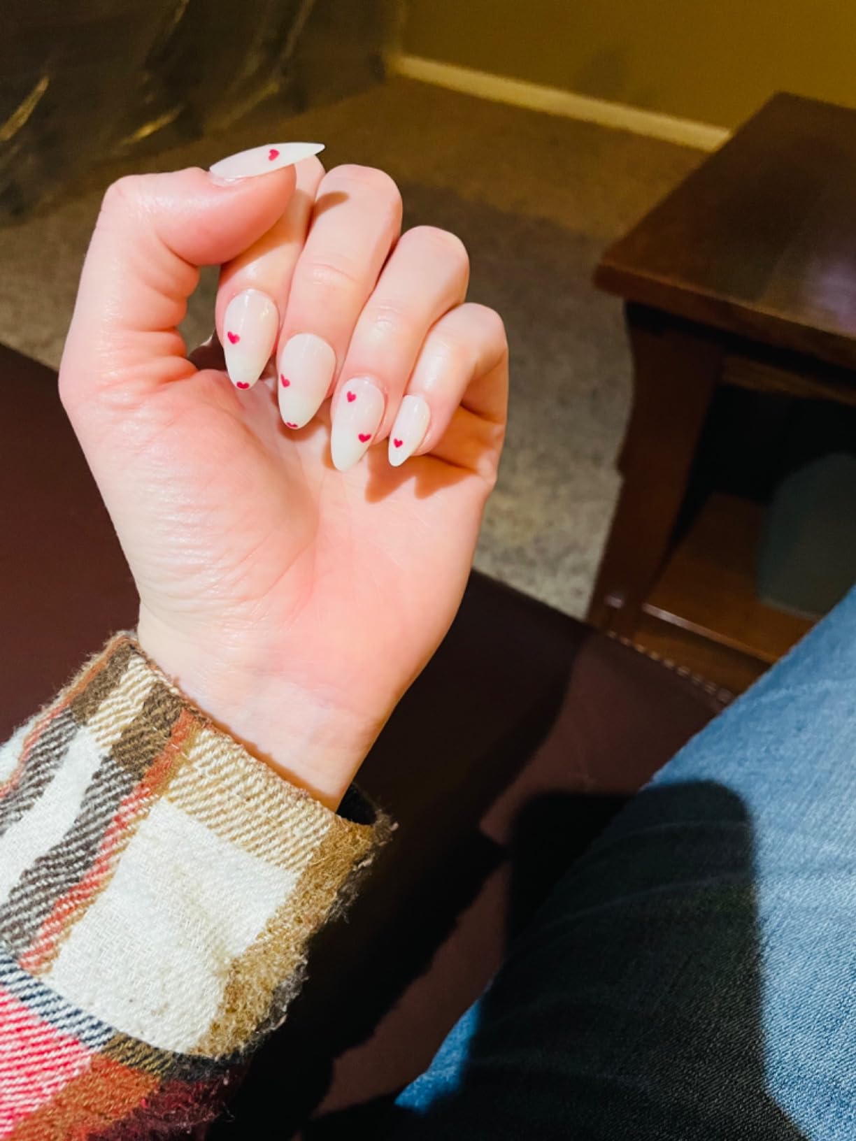 Valentines Nails with Heart Design Close-up