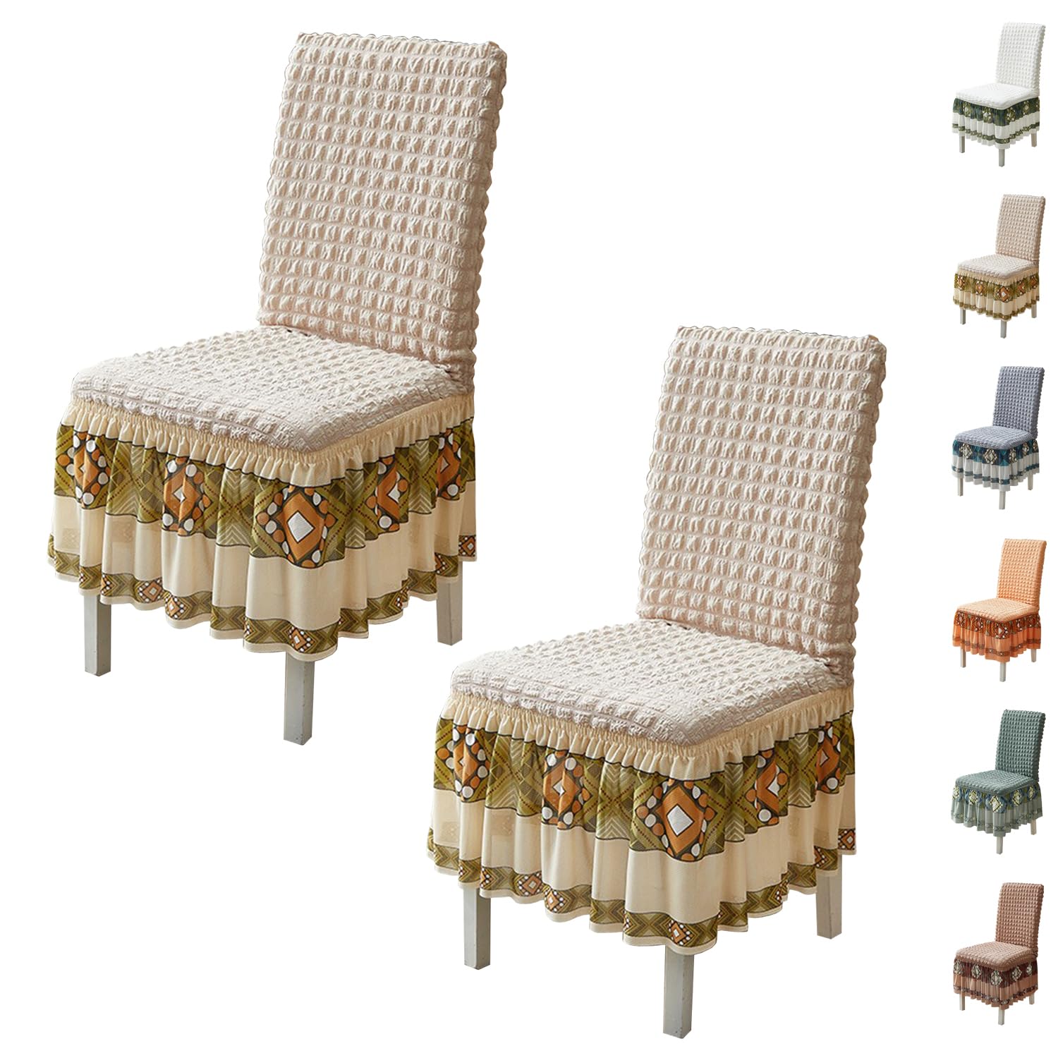 Housse de chaise Parson extensible amovible beige | Protection salle à manger