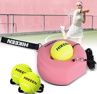 Hikeen Premium Tennis Trainer Rebound with Metal Base,Portable Solo Tennis Trainer Set with 3 Highly Elastic String Balls,Tennis Practice Equipment for Adult Kids and Beginners