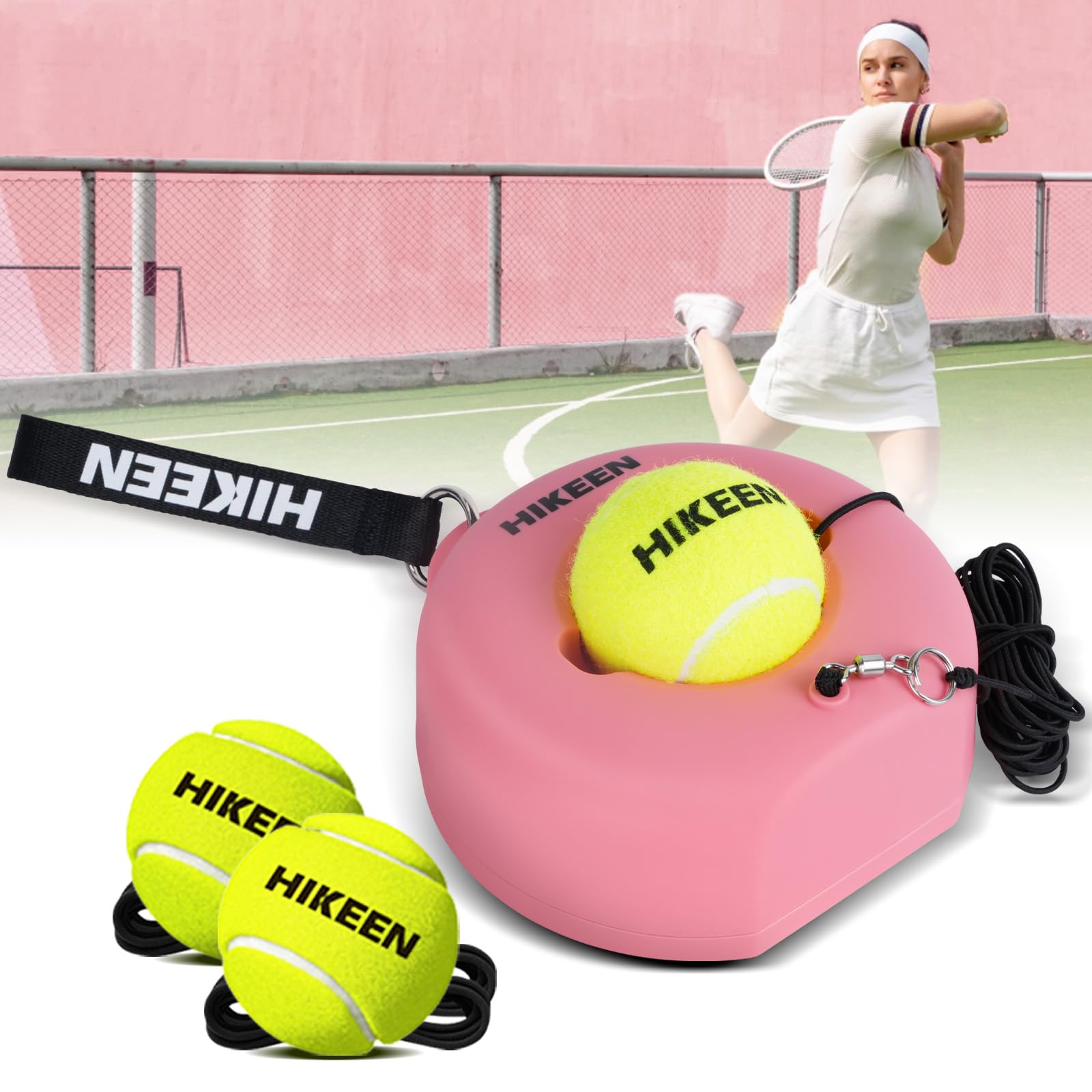 BOOSTEADY Tennis Allenatore Portatile con Base Metallica e Rimbalzo Infinito Tennis, per Adulti, Bambini e Principianti