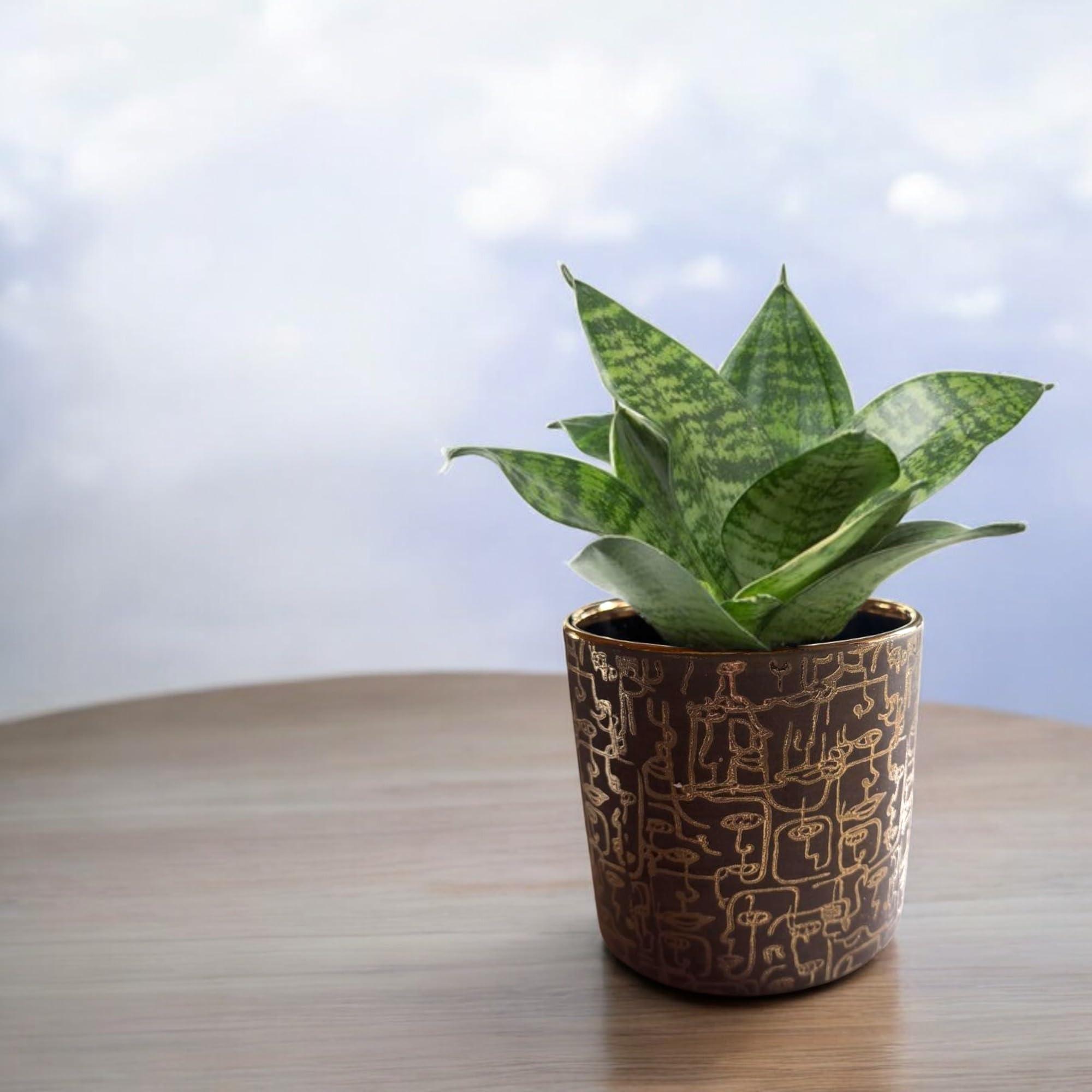 Sand & Gold Ceramic Pot - Home & Office Decor -6 Sand & Gold Ceramic Pot - Home & Office Decor -6