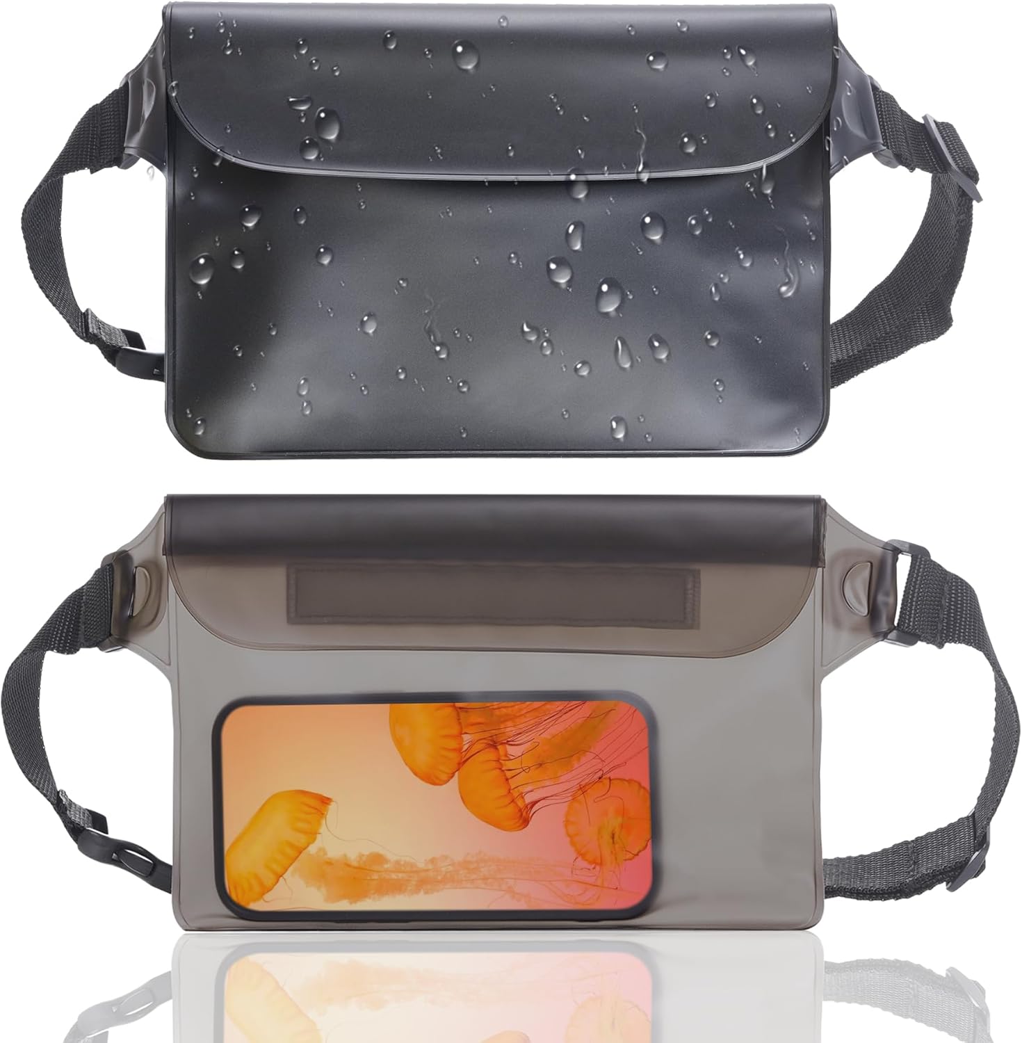 2 Pcs Waterproof Fanny Packs for Women, Clear Belt Bag