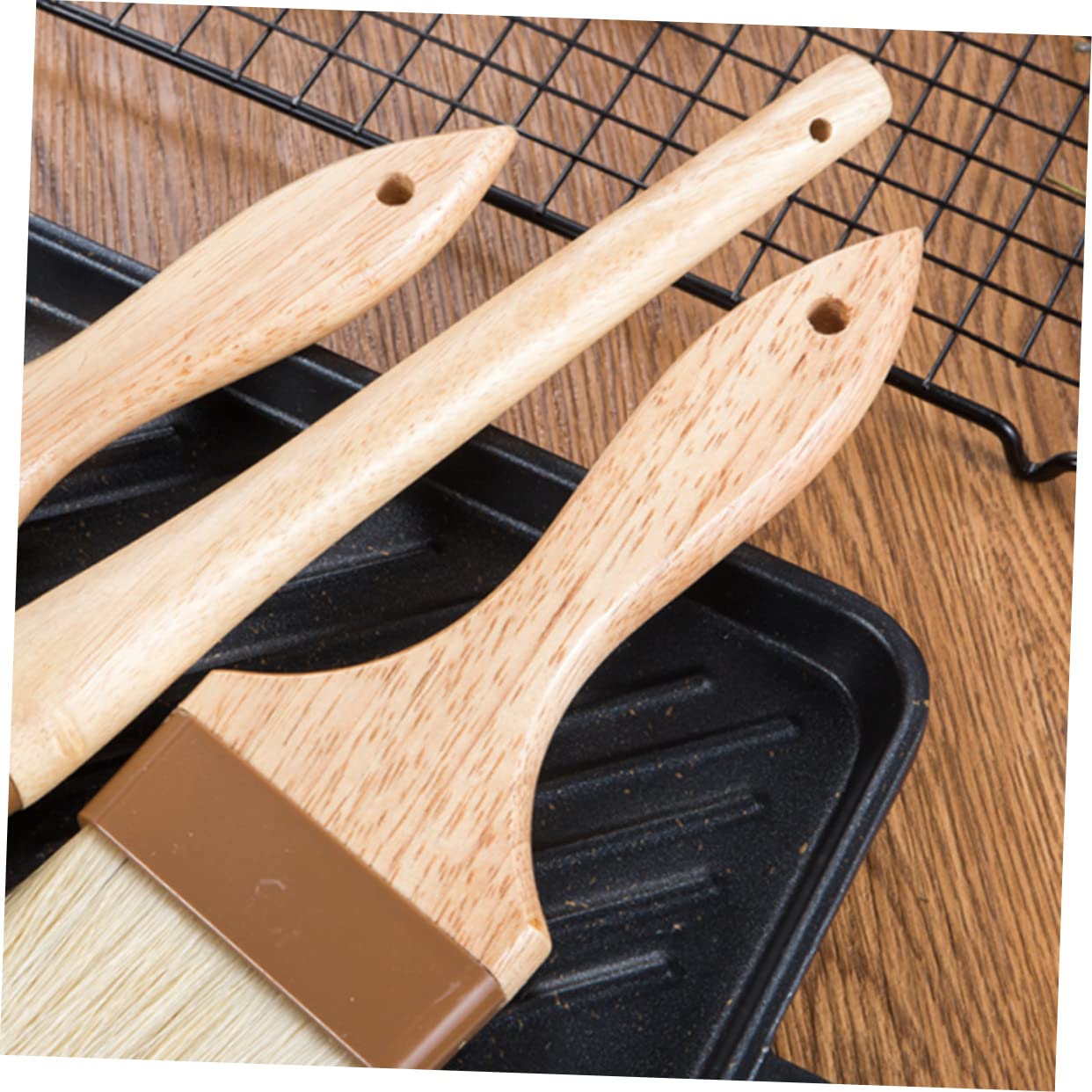 BRIGHTFUFU Large Wool Brush for Baking Bbq Easy Clean Heat Resistant Handle Perfect for Cake Dessert