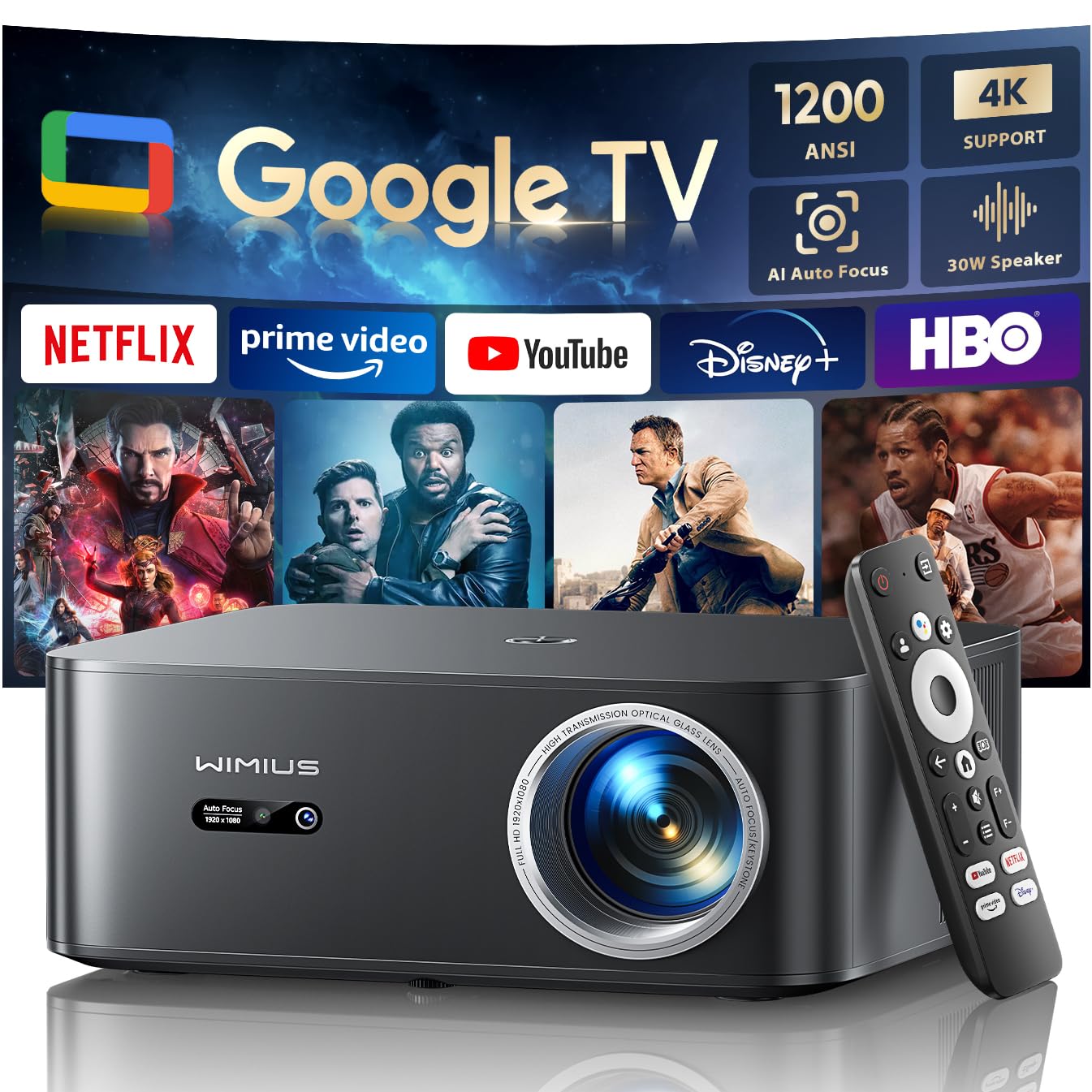 supporto proiettore 4k wifi bluetooth 1080p full hd
