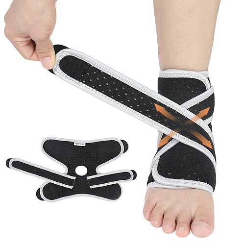 Vigorwise Tobillera para tendinitis de Aquiles, tobillera ajustable, soporte de tobillo azul en forma de X para hombres y mujeres, tobillera