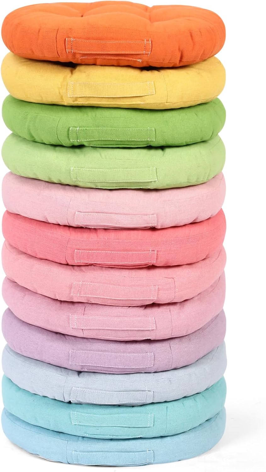 Gerrii 12 Pieces Classroom Floor Cushions with Handles Flexible Floor Seating Cushions Pillows School Chairs in Home School Classroom Kindergarten Daycare Nursery(Fresh Color,Round) Fresh Color Round