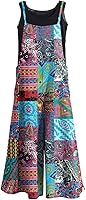 KMAZN Women's Loose Fit Cotton Linen Bib Overalls - Baggy Wide Leg Plus Size Jumpsuit Romper