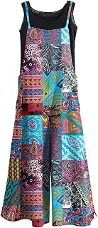 KMAZN Women's Loose Fit Cotton Linen Bib Overalls - Baggy Wide Leg Plus Size Jumpsuit Romper