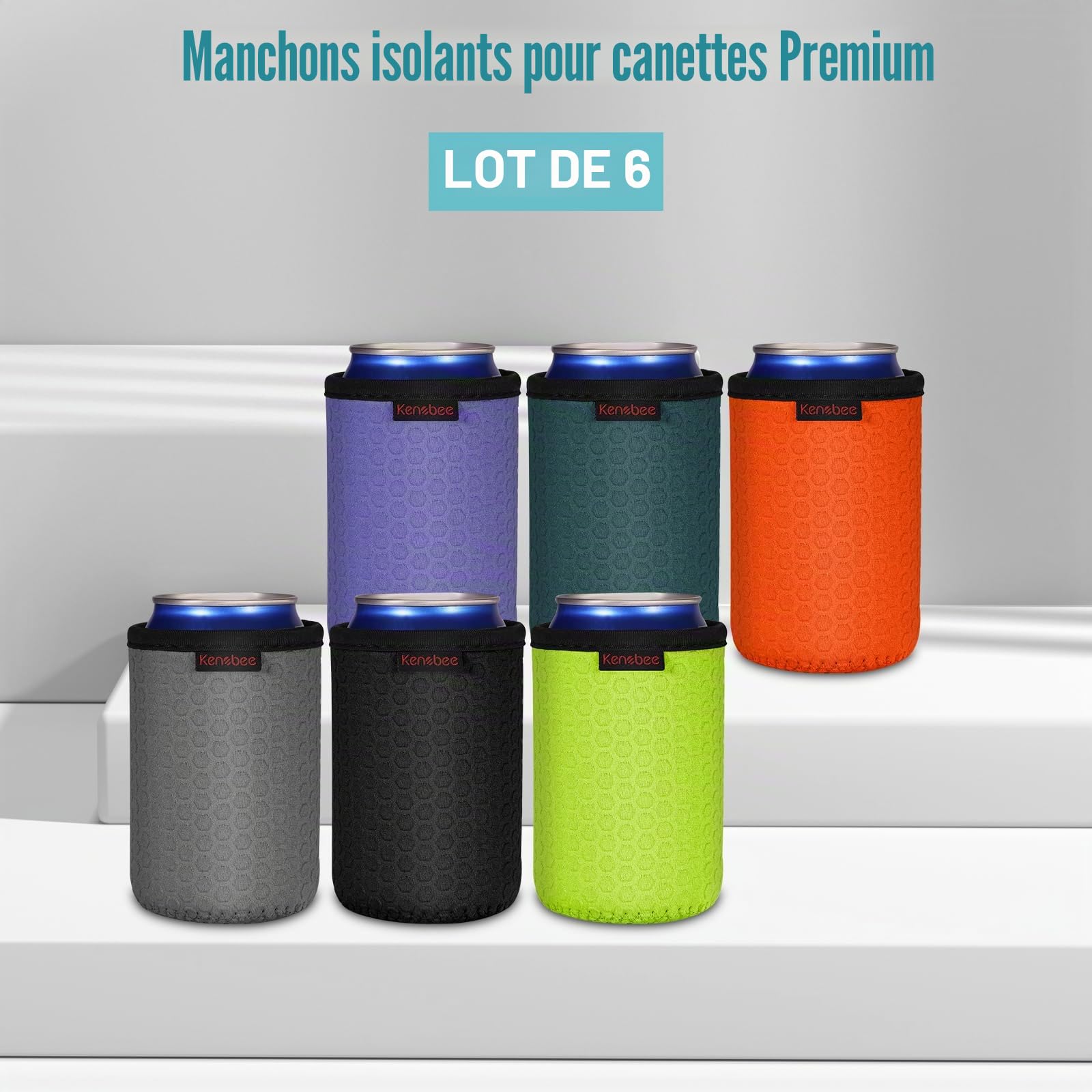 6x 12oz Manchons Isolants Refroidisseur Canette, Porte-boisson refroidisseur de canettes Antidérapants Réutilisables, Pochettes pour canettes de Bière (355ml, 6 Couleurs)