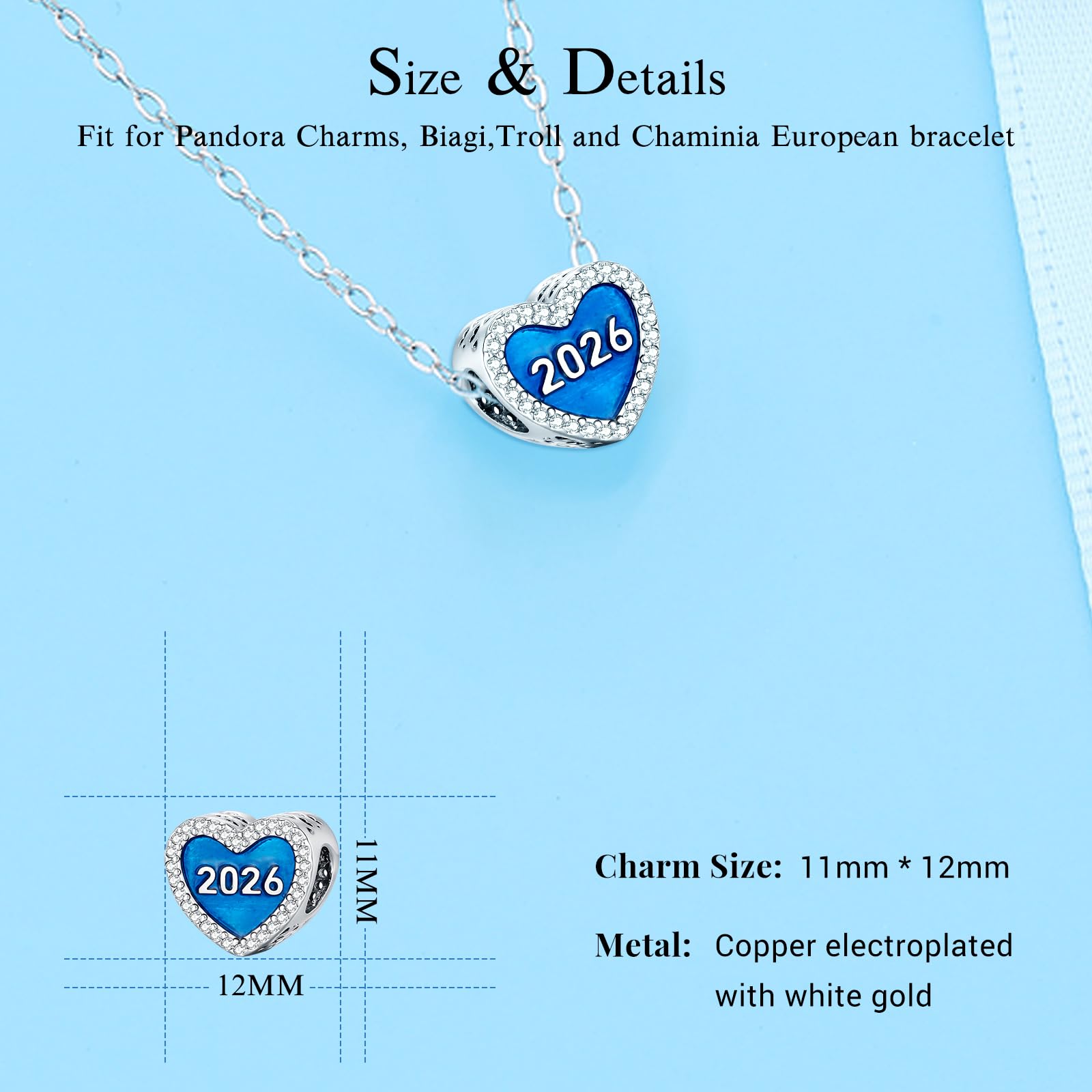 Eusense Cuentas Charm Compatibles con la Pulsera y el Colgante para Collar Europeos de Pandora