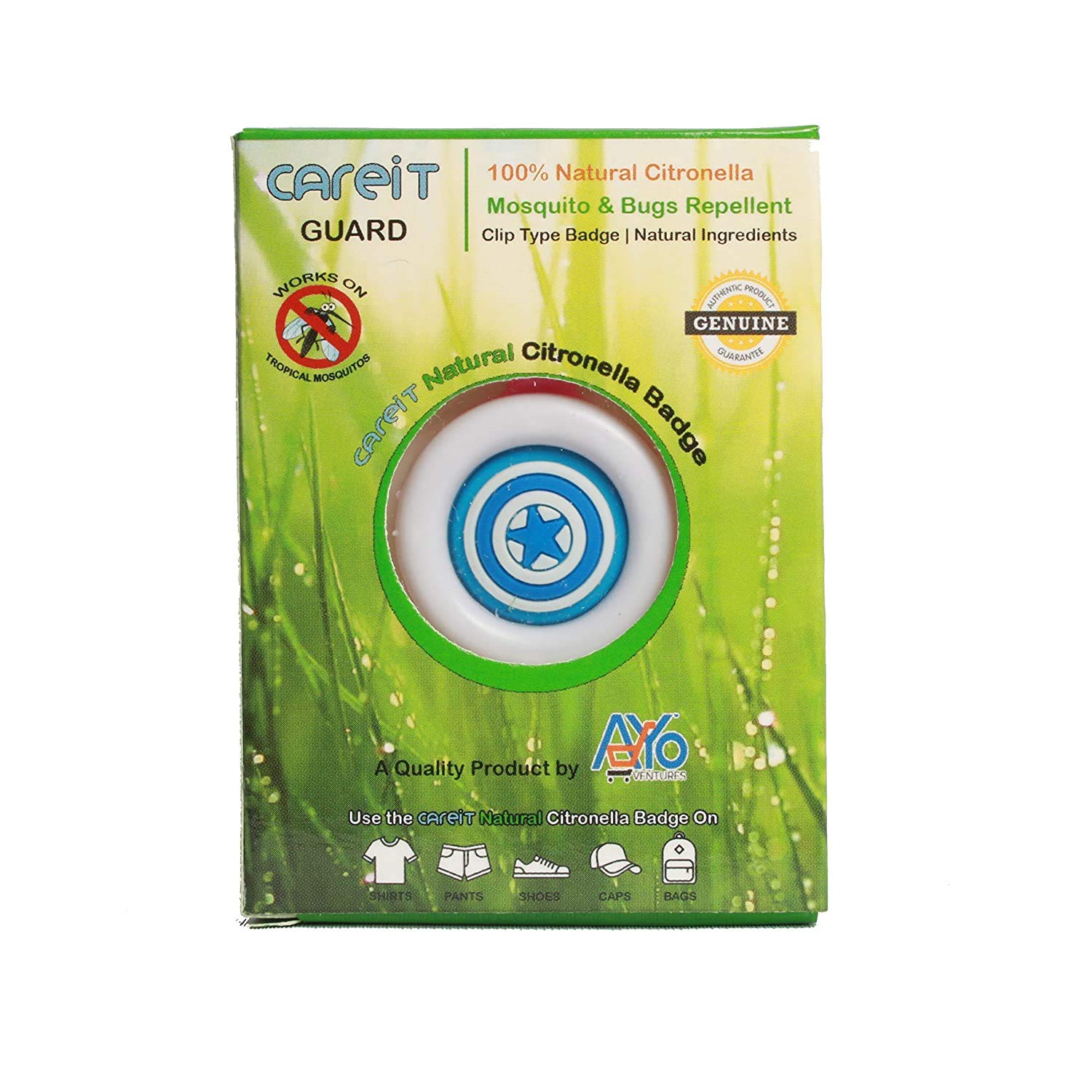 Adyo Careit Guard Infant's Mosquito Repellent Badge for Outdoor and Indoor Protection (Multicolour)