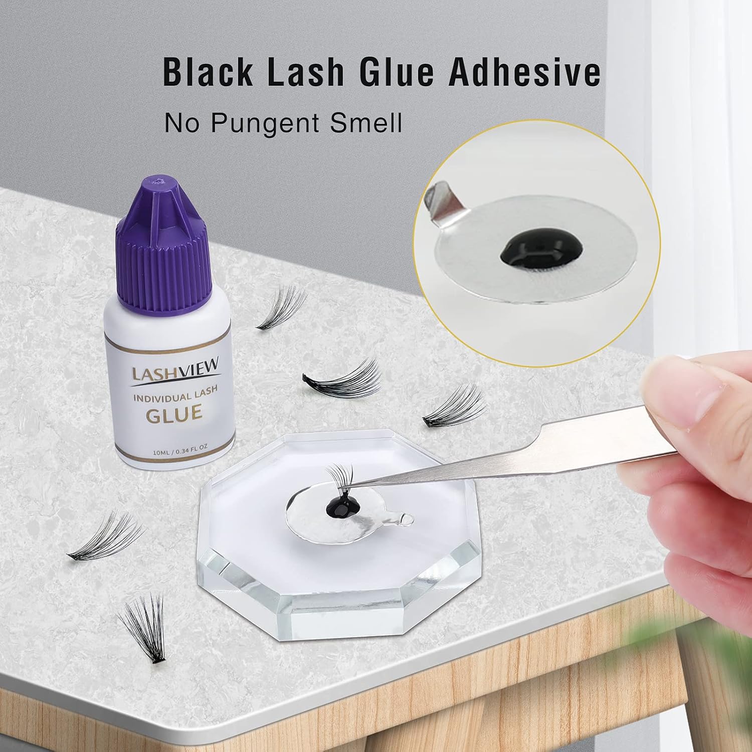 LASHVIEW DIY Individual Lash Glue,Sensitive Eyelash Extension Glue,Sensitive for Self Application,Cluster Lash Glue,Black Eyelash Glue Adhesive for Individual Cluster Lashes,No Fume,No Irritation10ML : Beauty & Personal Care