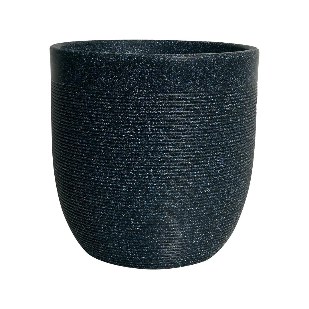 Harshdeep Roto Pots - Milano - Indoor Outdoor Home Living Room Balcony Decorative 12 Inch U V Protected Planter, Light Weight and Durable Stone Finish (Mid Night Stone)