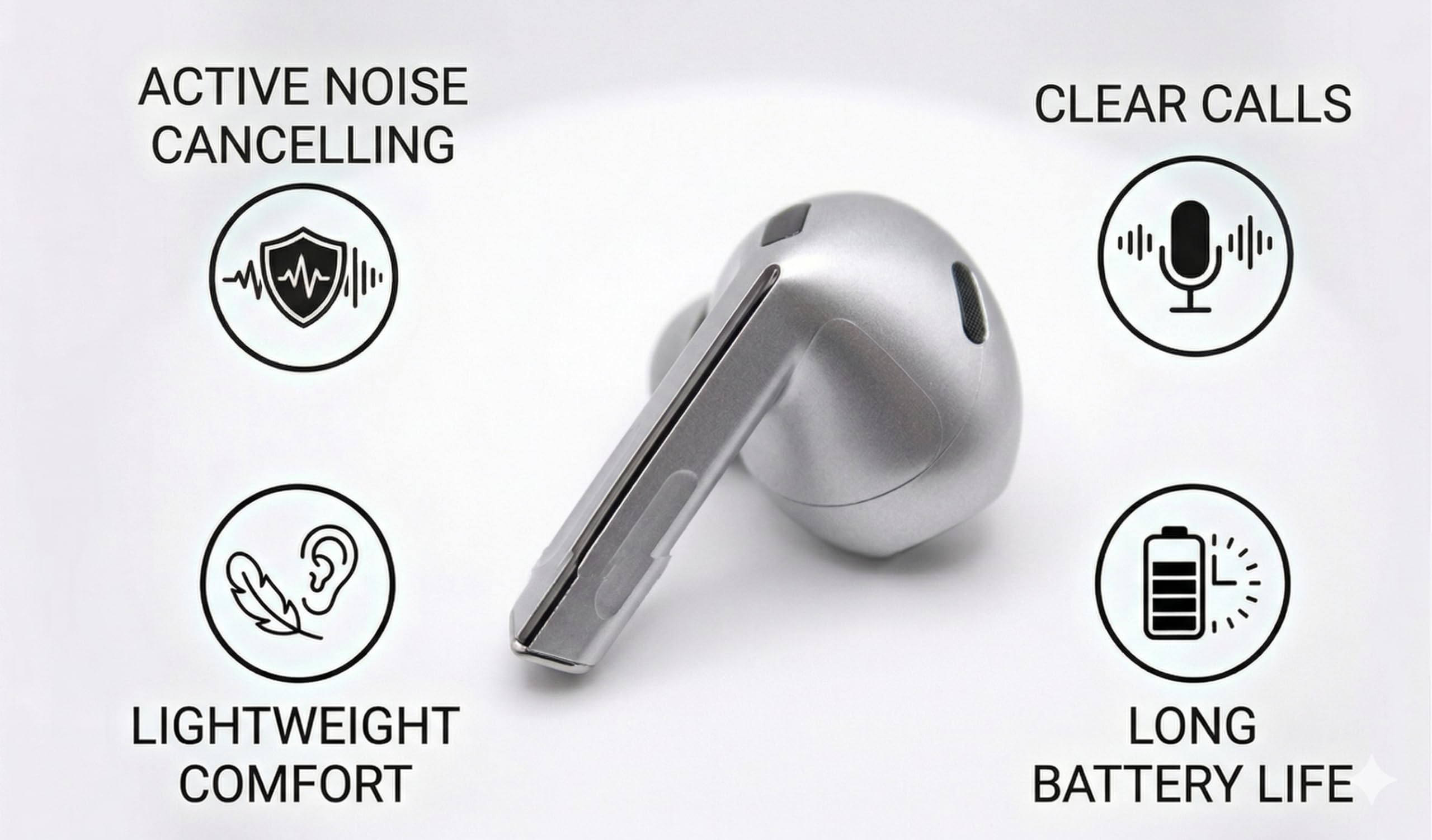 Ricambio singolo per orecchio sinistro per Samsung Galaxy Buds 3 True Wireless Earbuds, perso lato sinistro, cancellazione attiva del rumore, chiamate chiare, compatibile con custodia di ricarica