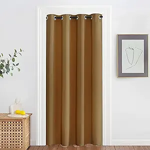 NICETOWN Blackout Doorway Curtain Drape 78 inch Long - Grommet Noise Reducing Thermal Insulated Solid Modern Window Treatments for Bedroom Closet (1 Panel, 52 x 78 Inch, Gold Brown)