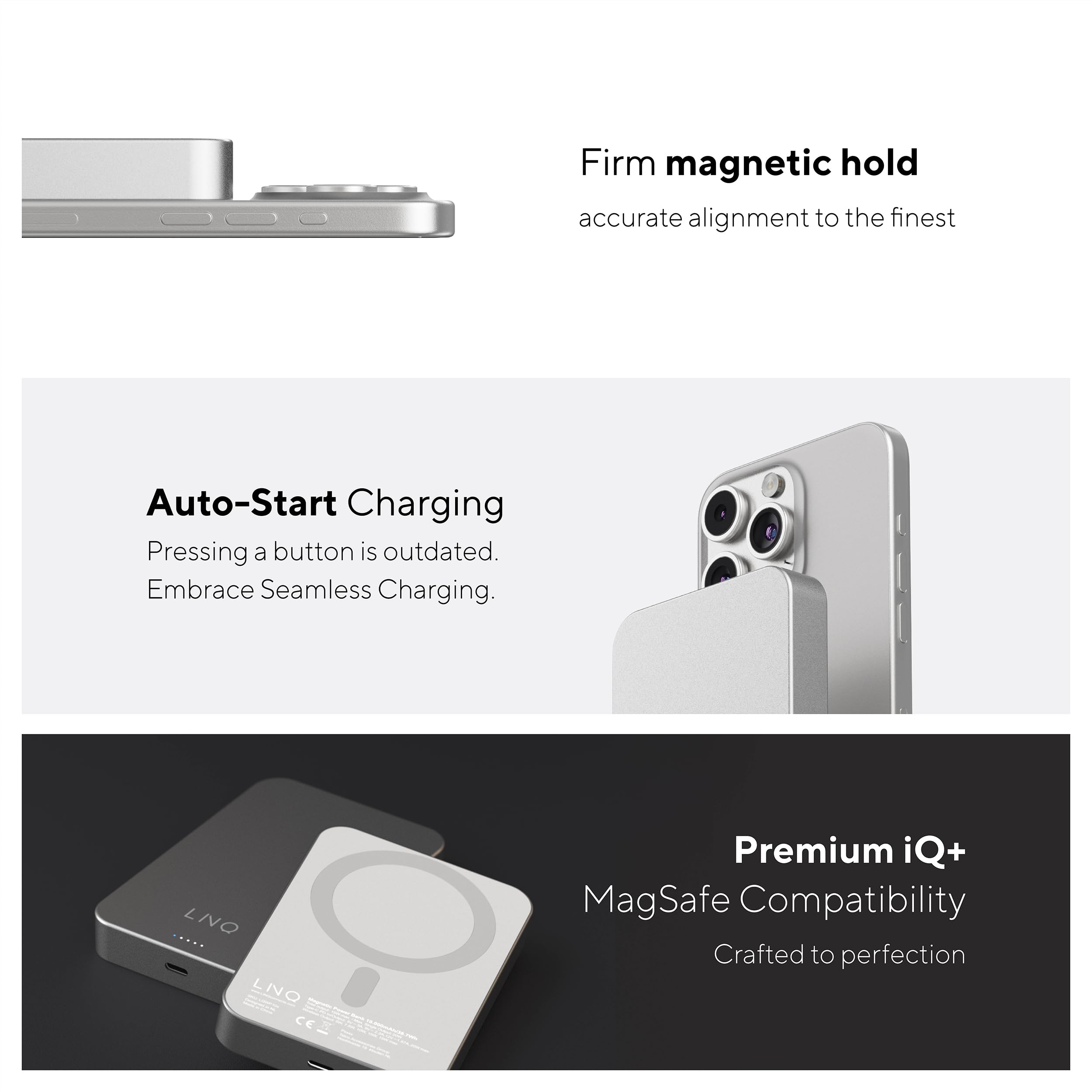 LINQ Connects Batterie Externe Magnétique sans Fil 10000 mAh