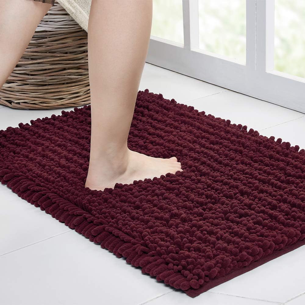 Walensee Large Bathroom Rug Non Slip Bath Mat (17x47 Inch Burgundy