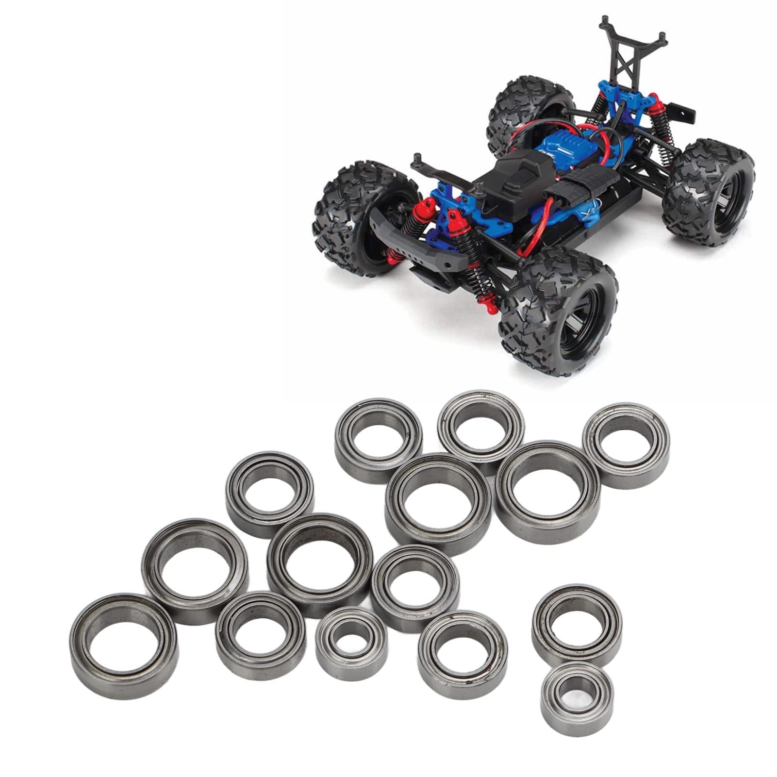 Kit de Roulements à Billes RC, Roulements en Acier Inoxydable Durables 15 Pièces pour Voitures et Camions RC Échelle 1/18 Passionnés de Modélisme Compétition et Maintenance