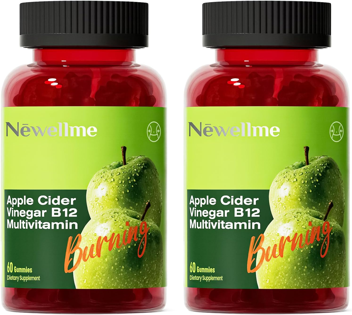NEWELLME Sugar-Free Apple Cider Vinegar Gummies B12 Multivitamin,ACV Supplement Gummy Vitamins,Vegetarian Supplement for Women & Men,Non GMO,Support Normal Energy Levels & Gut Health 120 Gummies