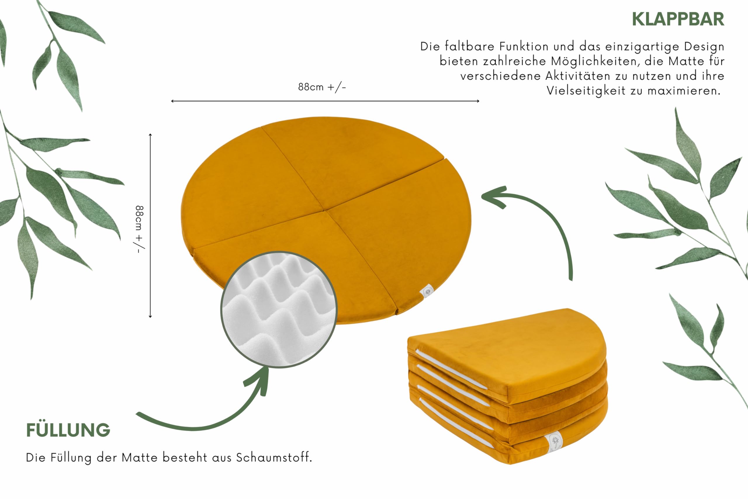 Meditationsset Zafu und Zabuton- faltbar Meditationsmatte Set- Velour Meditatioskissen weicher Stoff- bessere Unterstützung- waschbarer Bezug- langlebige Füllung- Ideal für Yoga- Anfänger und Profis