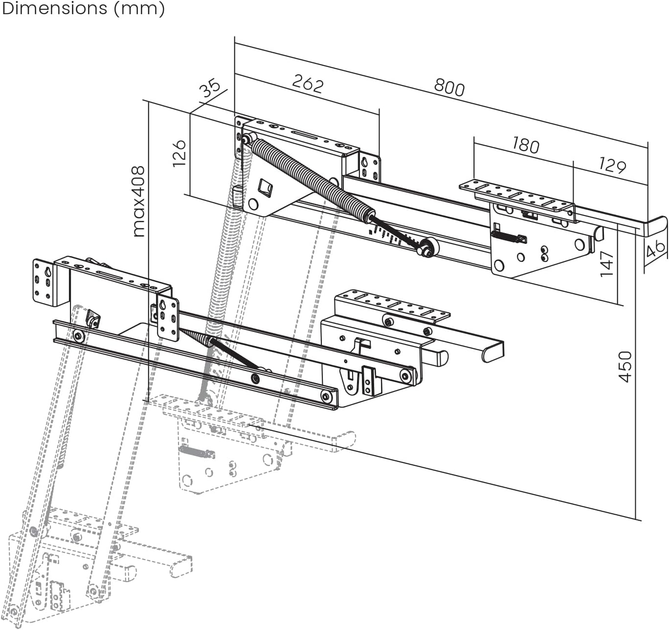 Technical drawing of Maclean MC-497 with dimensions