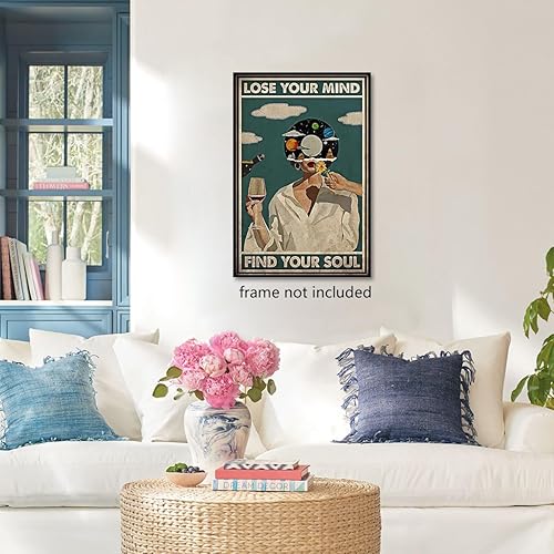 Miniatura 8 de Póster Funky Lose Your Mind Find Your Soul - Lienzo decorativo para pared con cita inspiradora de salud mental, impresión retro, música estética