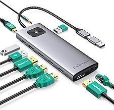 LK10 USB3.0 DisplayLink Docking Station Dual 4K 60Hz for M1/M2/M3 MacBook Air/Pro, Portable DisplayLink Adapter with 3xUSB3.2 Port, 2xHDMI, 2xDP, PD100W, 1Gbps Ethernet, Audio, Gray
