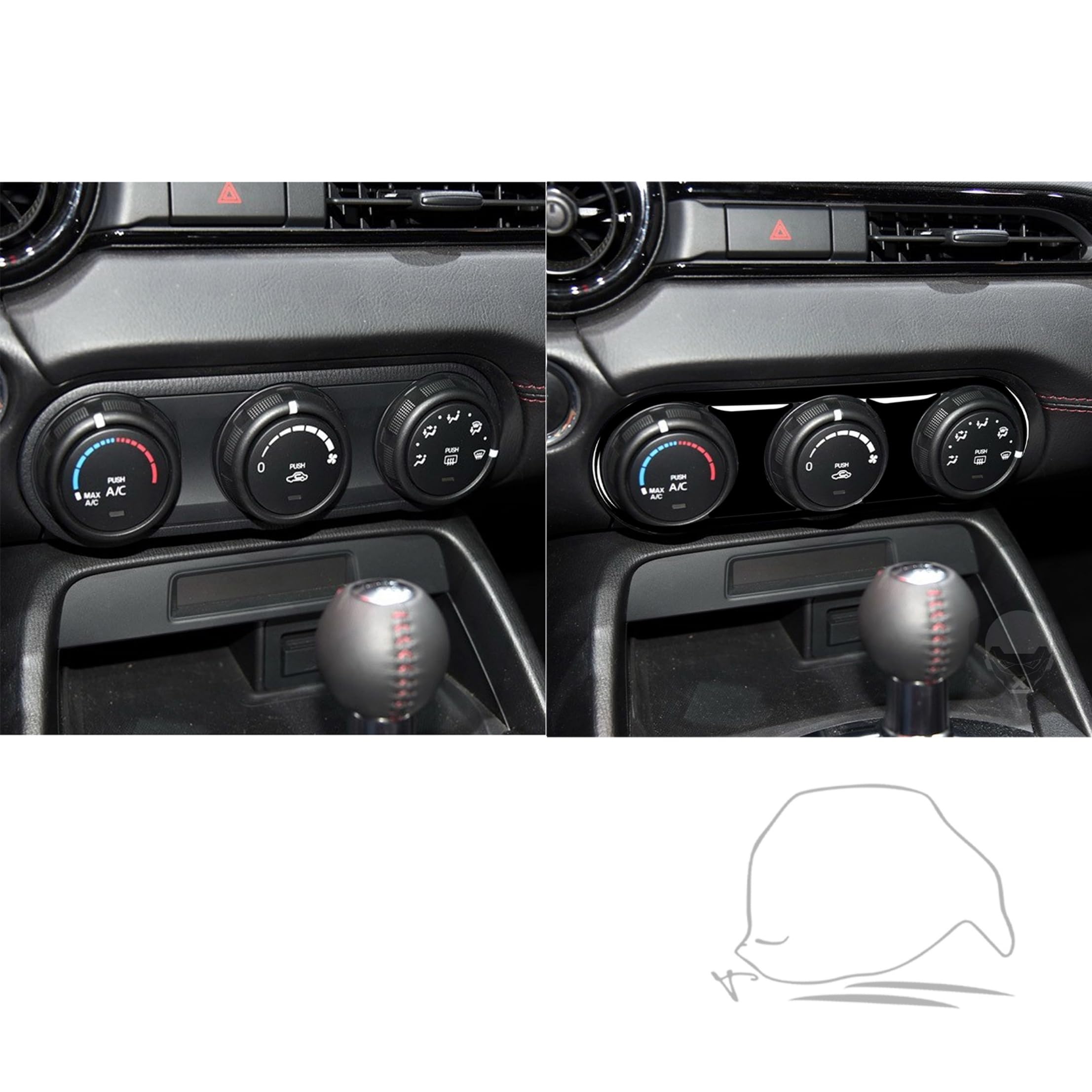 Hudiriy Real Soft Carbon Fiber Center Control Dash Board Air Conditioner Switch Panel Cover Trim Compatible With Mazda MX-5 2016-2023, Air Condition Adjustment Switch Frame Protection Accessories,Red