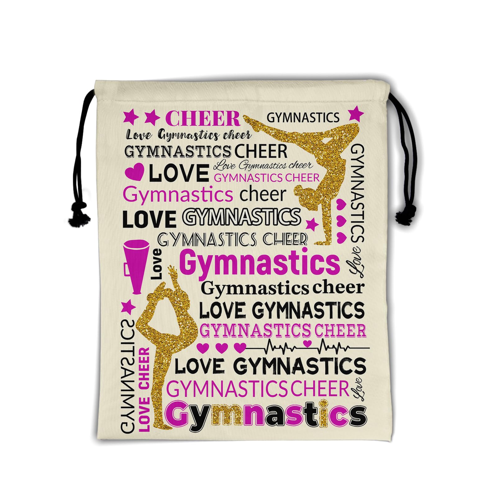 Giwawa Love Gymnastics Grips Bag Small Gold Gymnast Grip Bag for Sport Lover