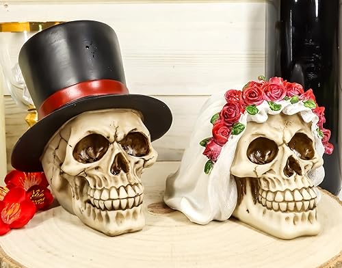 Miniatura 7 de Ebros Calaveras De Boda Love Never Dies - Juego de figuras de calaveras de boda de 5.5 pulgadas de alto, Osario de calaveras del Día de los Muertos,
