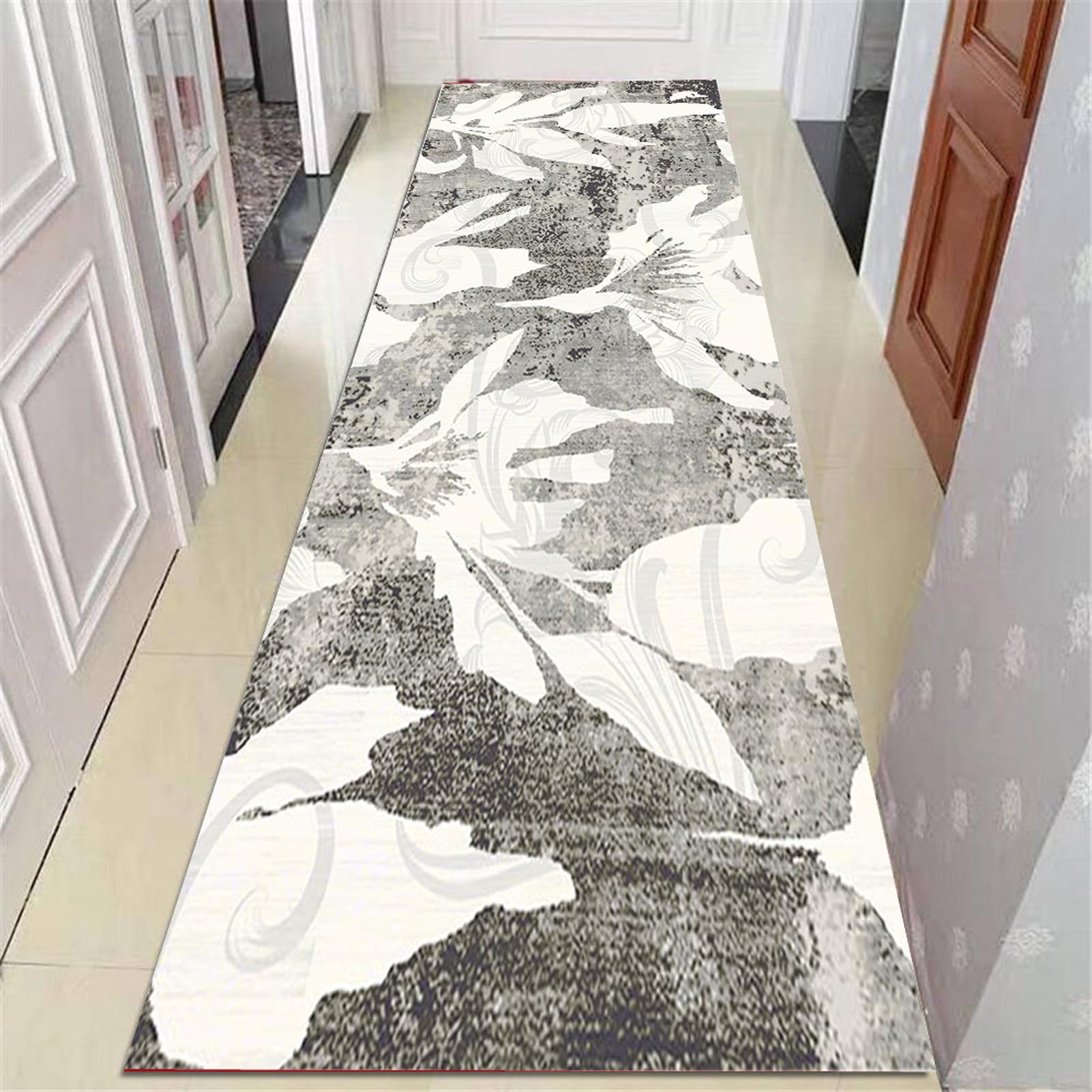 Tappeto Cucina Grigio bianco Antiscivolo Tappeto Corridoio Passatoia Antiscivolo Lavabile Tappeto Durevole Tappeti Runner Lungo Moderno Tappeto 70x250cm Per Cucina,Camera,Soggiorno Ingresso