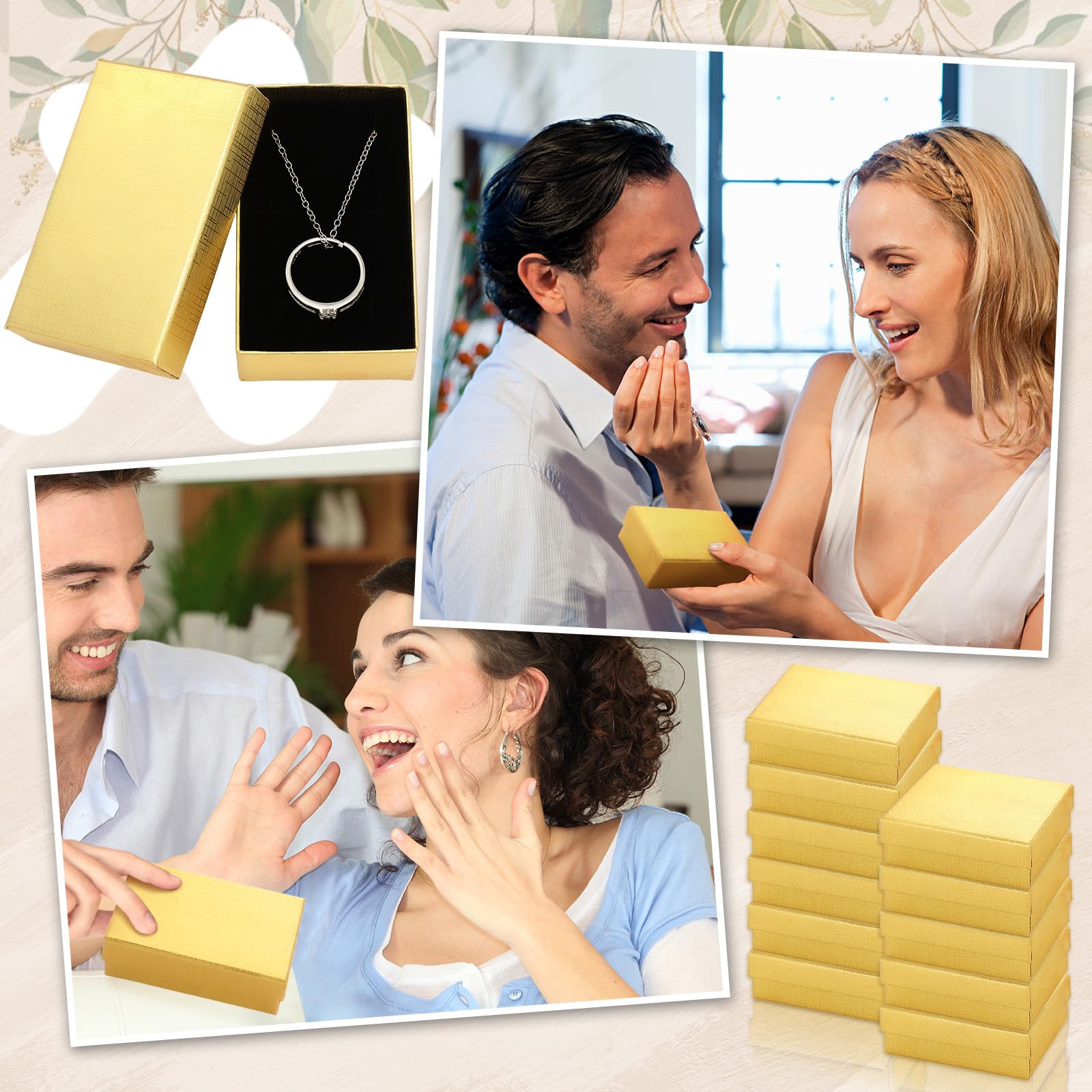 Tenceur 100 Stück Karton-Geschenkboxen zum Valentinstag, Großpackung, Papier-Schmuckschatullen für Halsketten, Ohrringe, Armbänder, Aufbewahrung, Verpackung, Display (Gold, 8,1 x 5,1 x 3 cm)