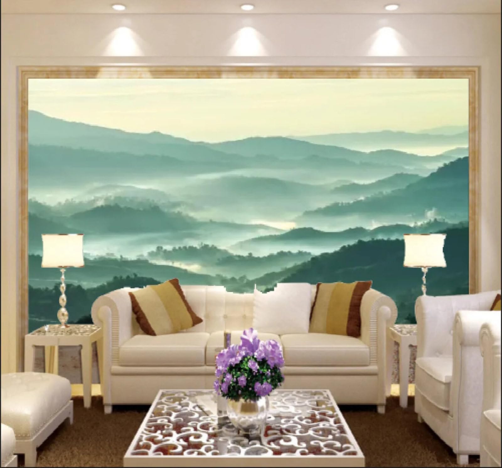 Xlming 200Cm×140Cm(B×H) Fresh Hand Drawn Mountain Peaks Atmospheric Landscape 3D Wallpaper Silky Texture Home Study Office Grey Dining Room Sofa Bedroom Living Room Tv Backdrop-200Cm×140Cm