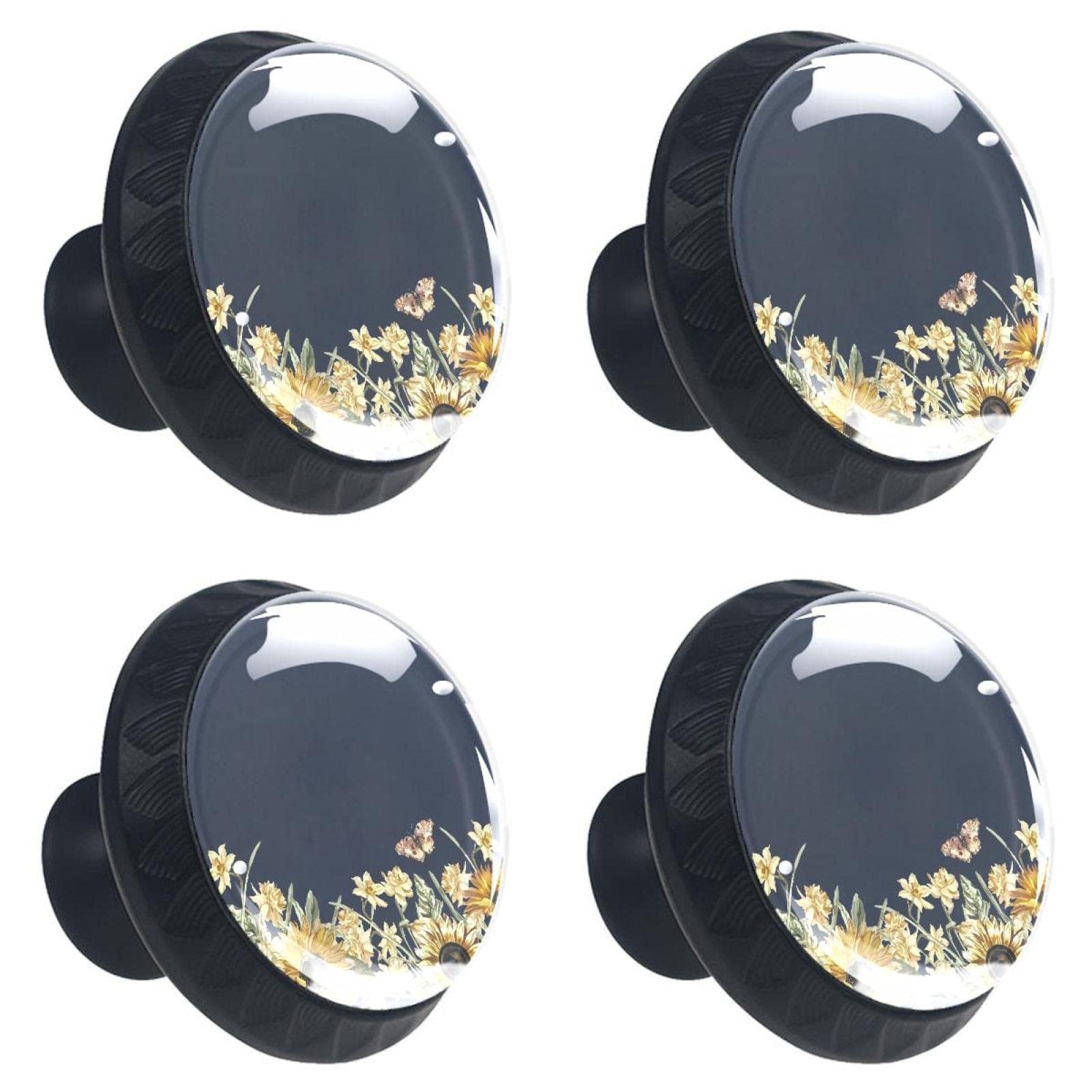 Boutons en cristal 30 mm de qualité supérieure - Poignées rétro bleu foncé avec motifs gravés