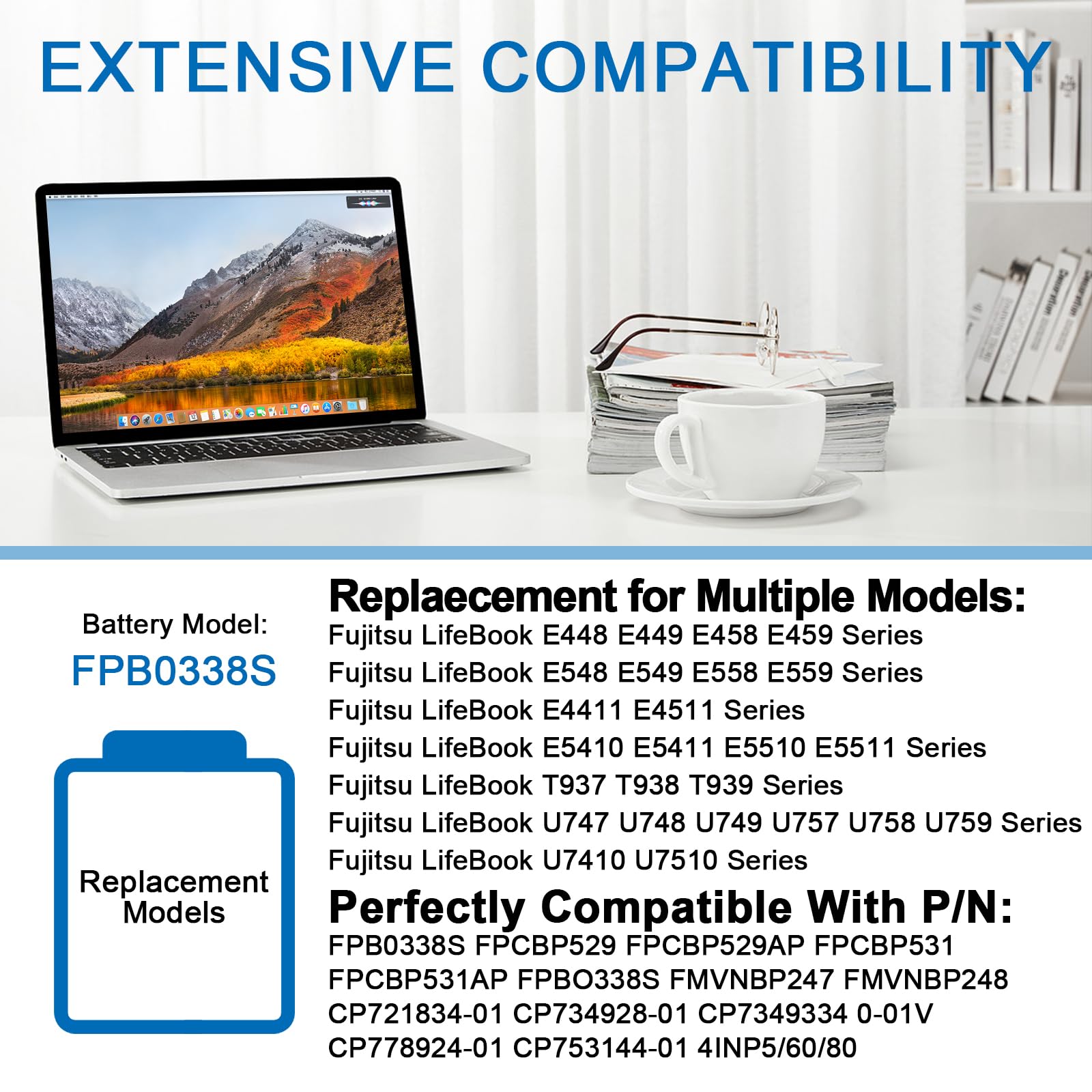 FPB0338S FPCBP529 FPCBP531 - Batteria compatibile con Fujitsu LifeBook T937 T938 T939 E448 E449 E458 E459 E441 E459 E548 E549 E558 E59 E4411 E511 E5410 E5411 E5510 E5511 U757 U758 U747 U748 U749