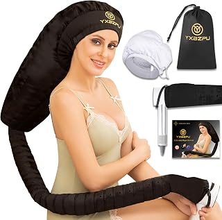 YXBZPU Bonnet Hair Dryer Hood Attachment for Curly Hair - Extra Large 28" Diffuser Cap, 4x Faster Drying & Deep Conditioning (Black)